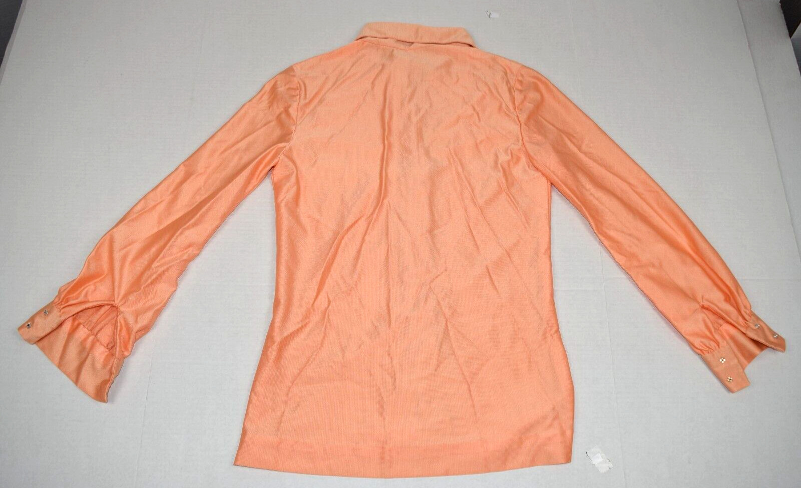 Vintage Shirt Bikini 3 Piece Set Size S/M 70s Melon Orange Bedazzled Silky