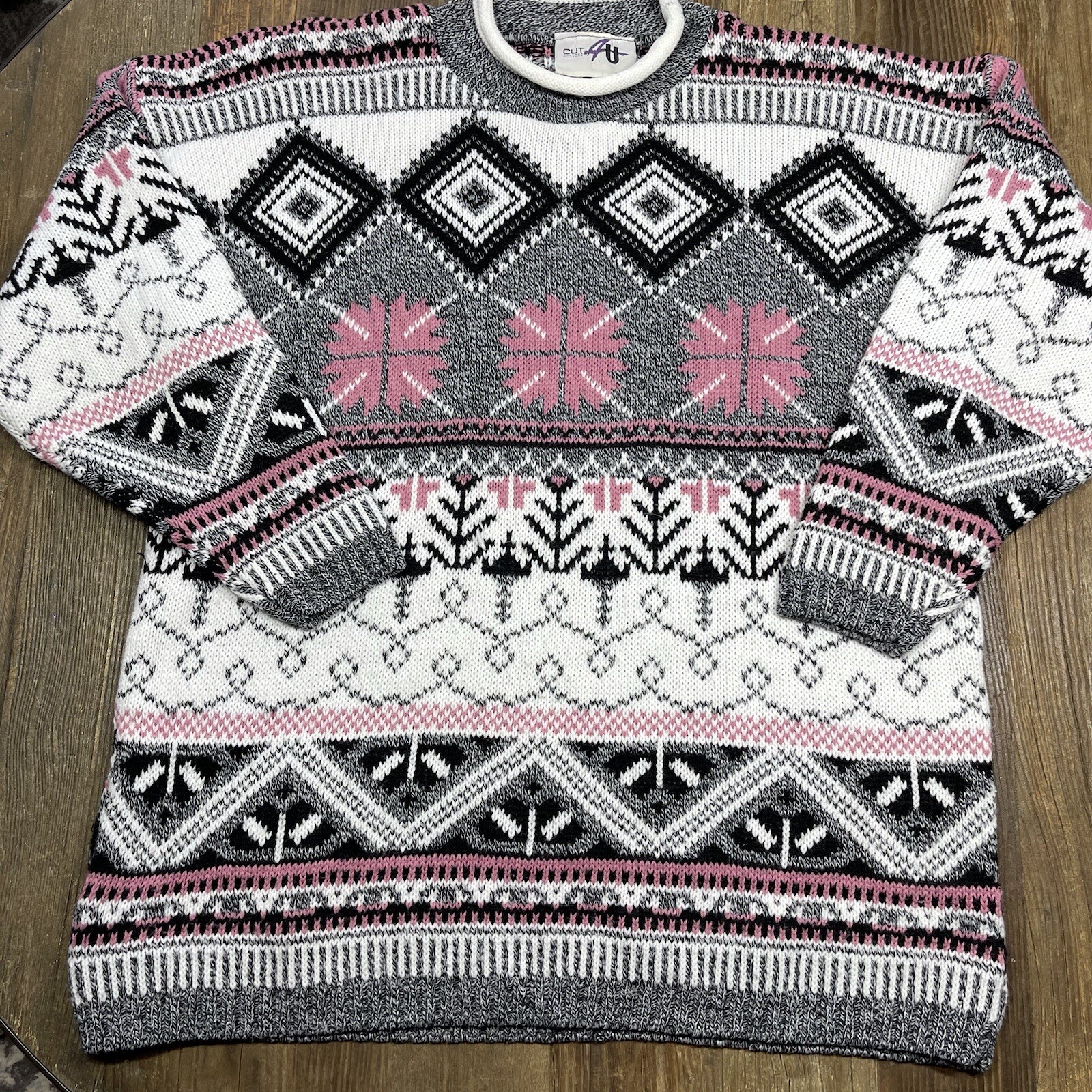 Vintage 80s Sweater Fair Isle by Cut 4 U Size One Size Fits All