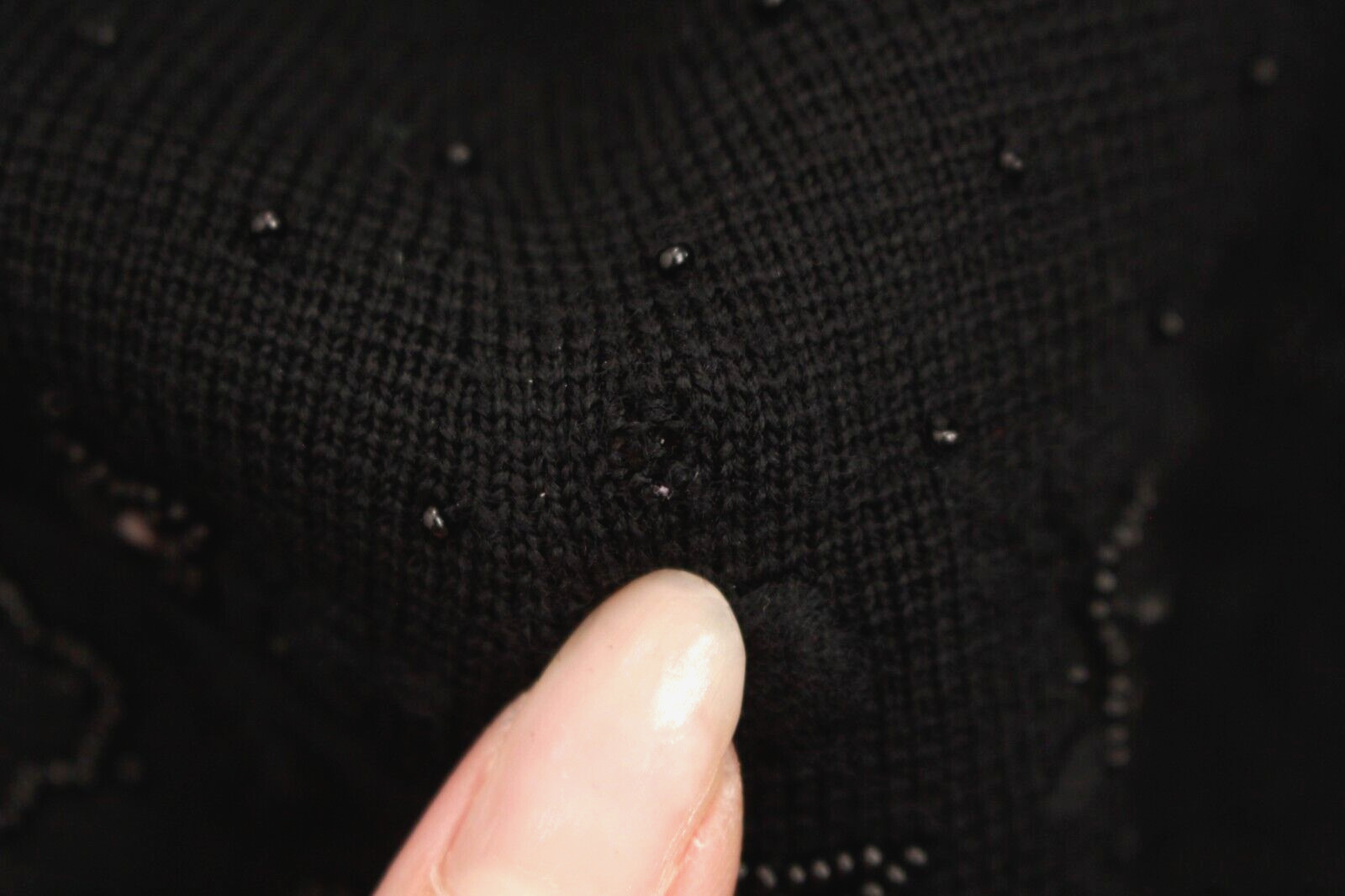 VTG Women’s 60s 2 PC Black Knit Beaded Dress Suit M/L 1960s Jacket & Skirt Set