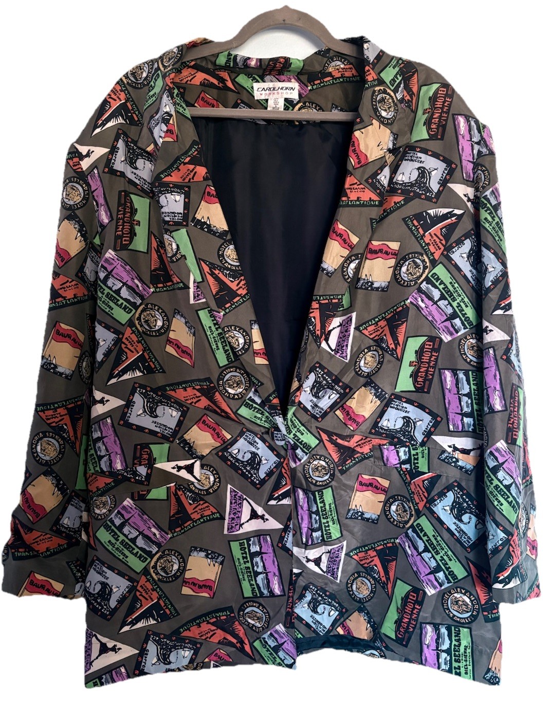 Vintage 1980s Carol Horn Workshop 100% Silk Blazer Travel