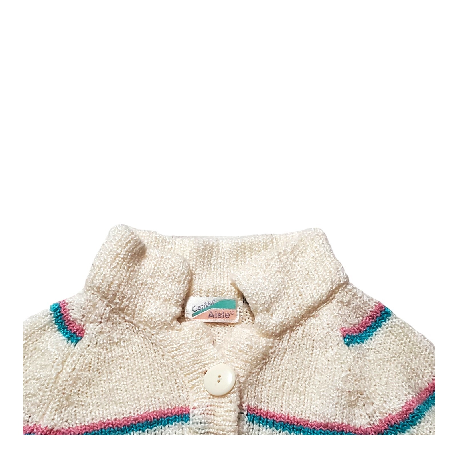Vintage 80s 90s Pastel Stripe Acrylic Sweater Womens M Center Aisle