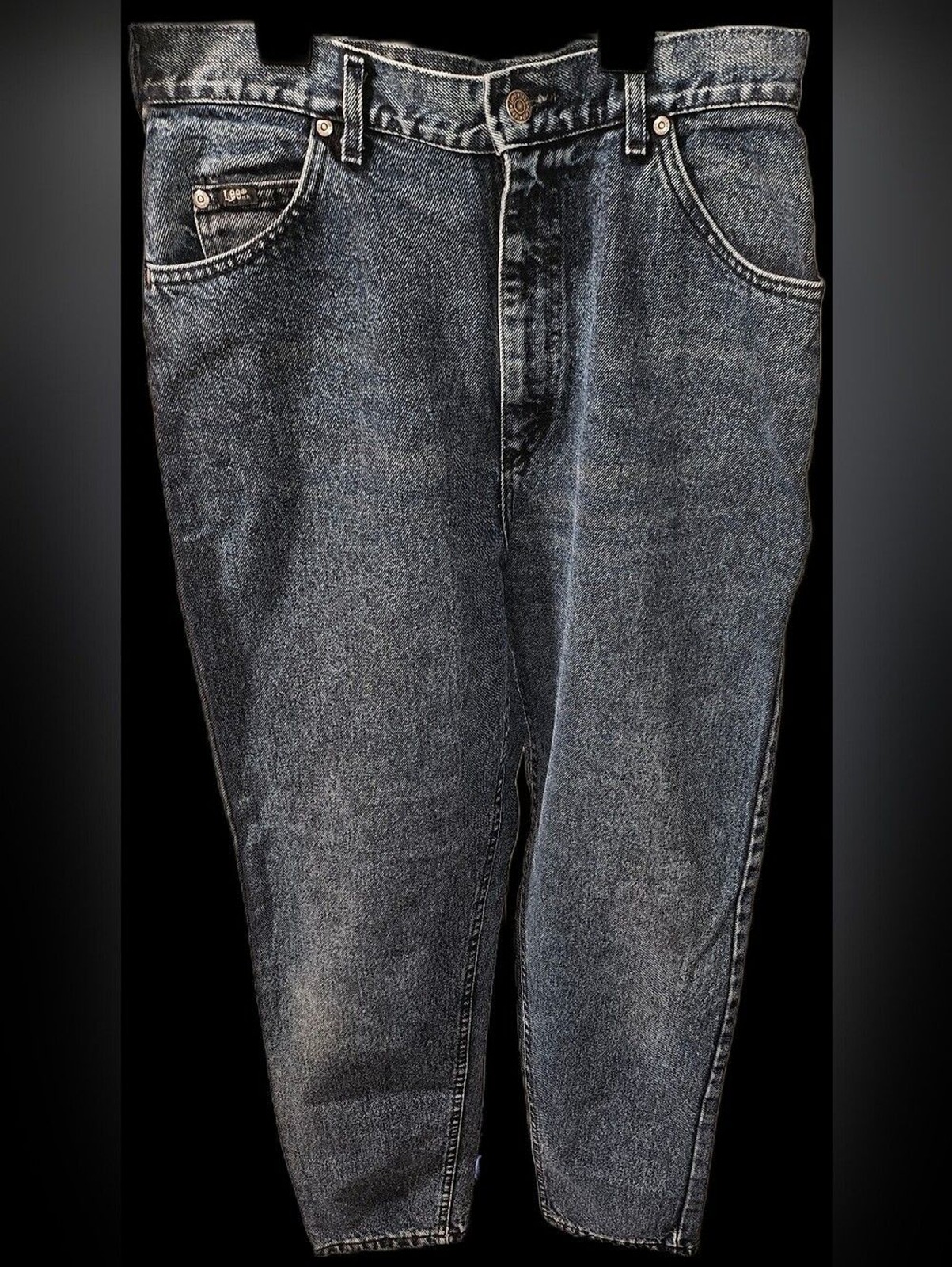 Vintage M.R. Lee Mom Jeans 14 MED USA Made Acid Stone Wash Denim Dark Blue