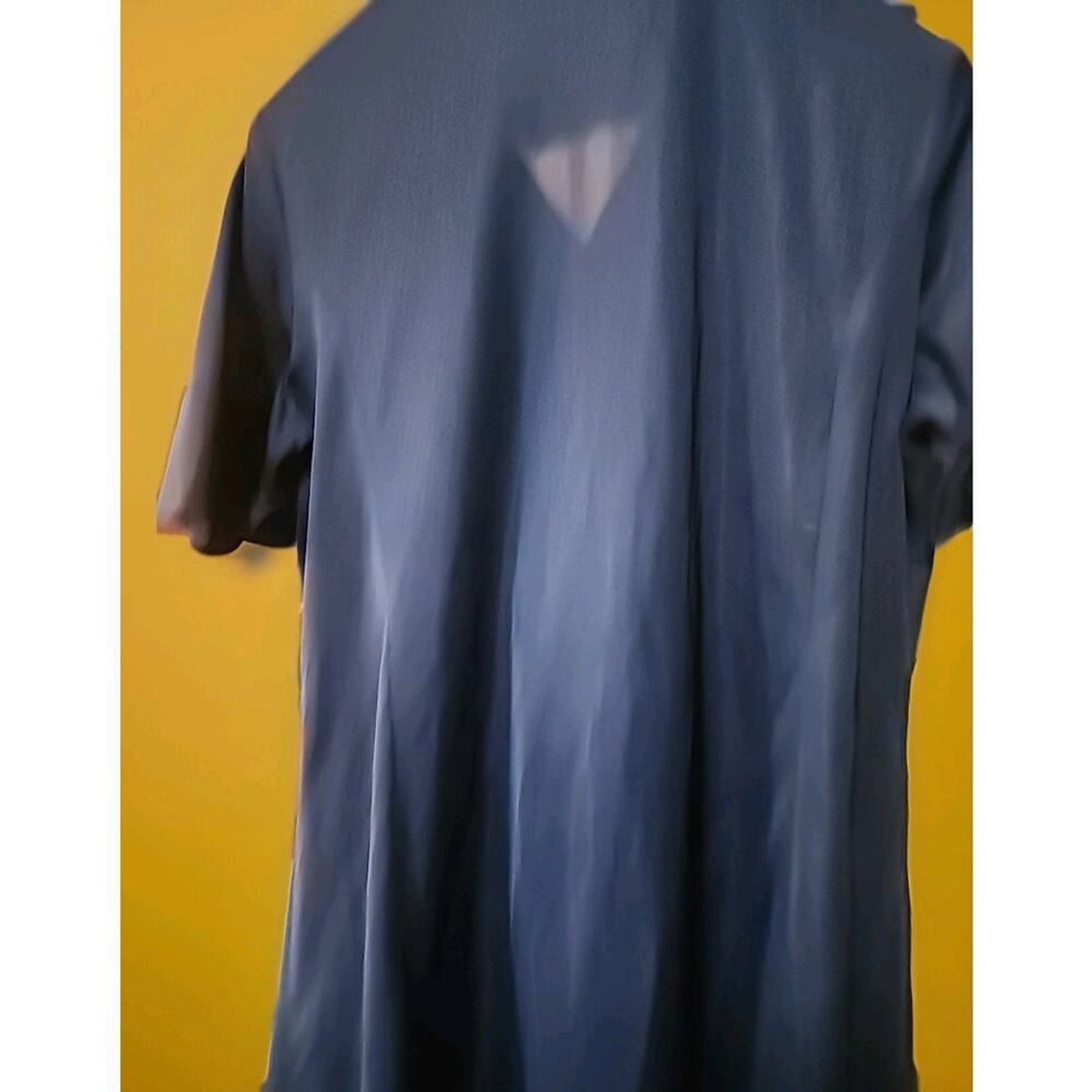 Vintage Tribute Blue Sheer Button Short Sleeve House Shift Dress A99 Madmen