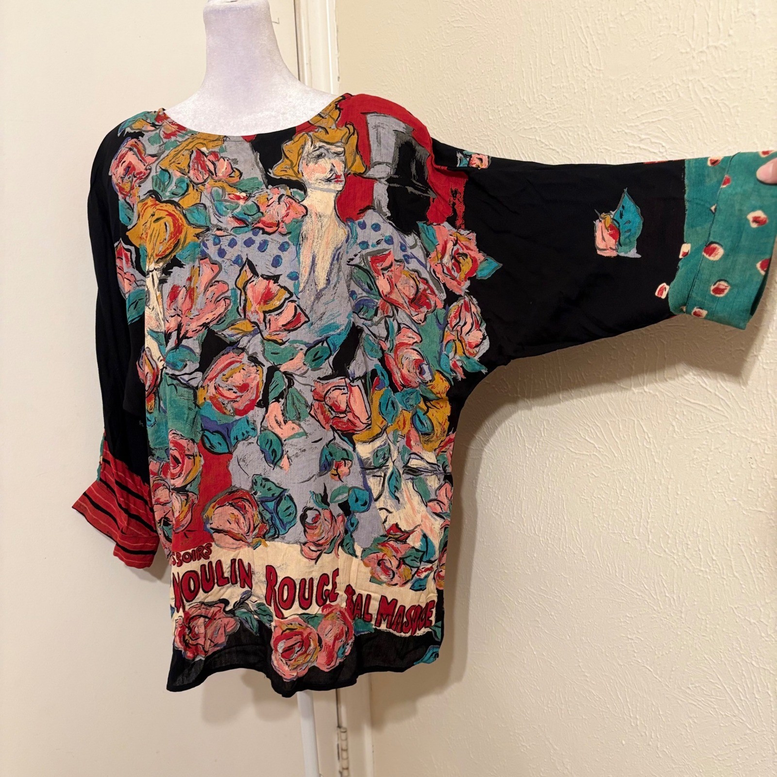 Vintage Carole Little Moulin Rouge Impressionist Blouse Art to Wear Top Sz L