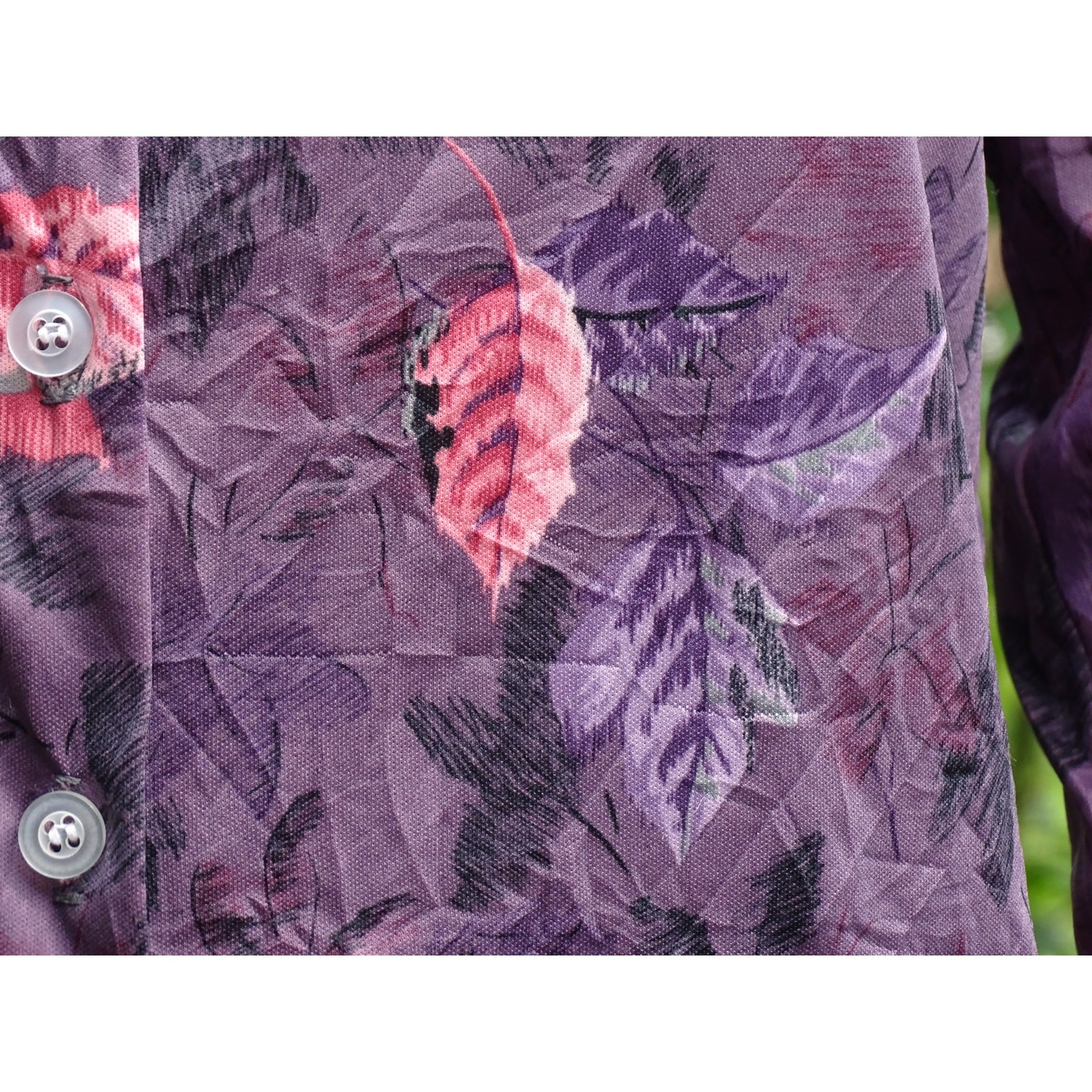 Bon Worth Vintage 90s Purple Floral Button Up Shirt Blouse Women Size 10 Small M