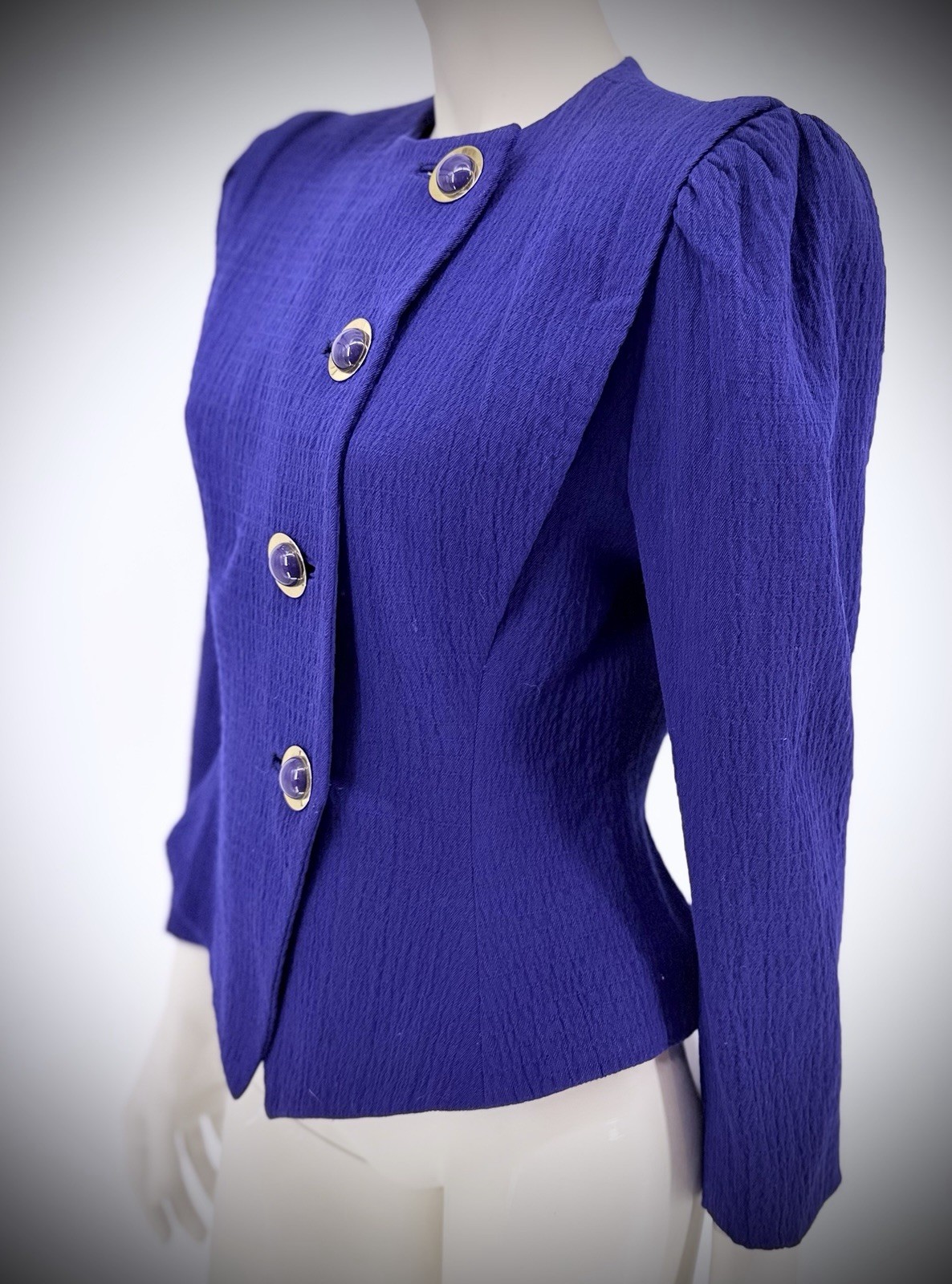 Vibrant Vintage DAVID HAYES purple/ Colbolt Blue Jacket Sz 8 Excellent Cond 80’s