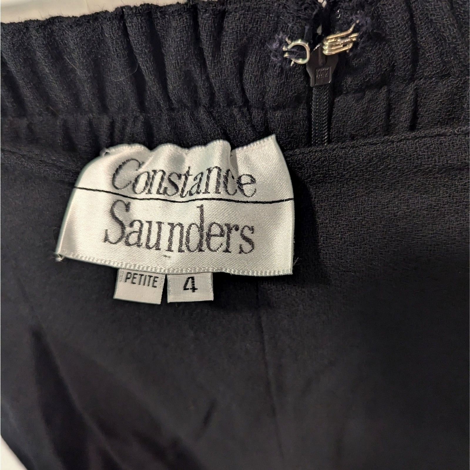 Vtg 90s Constance Saunders Wool Trousers Sz 4 High Waist Wide Leg Pants Black