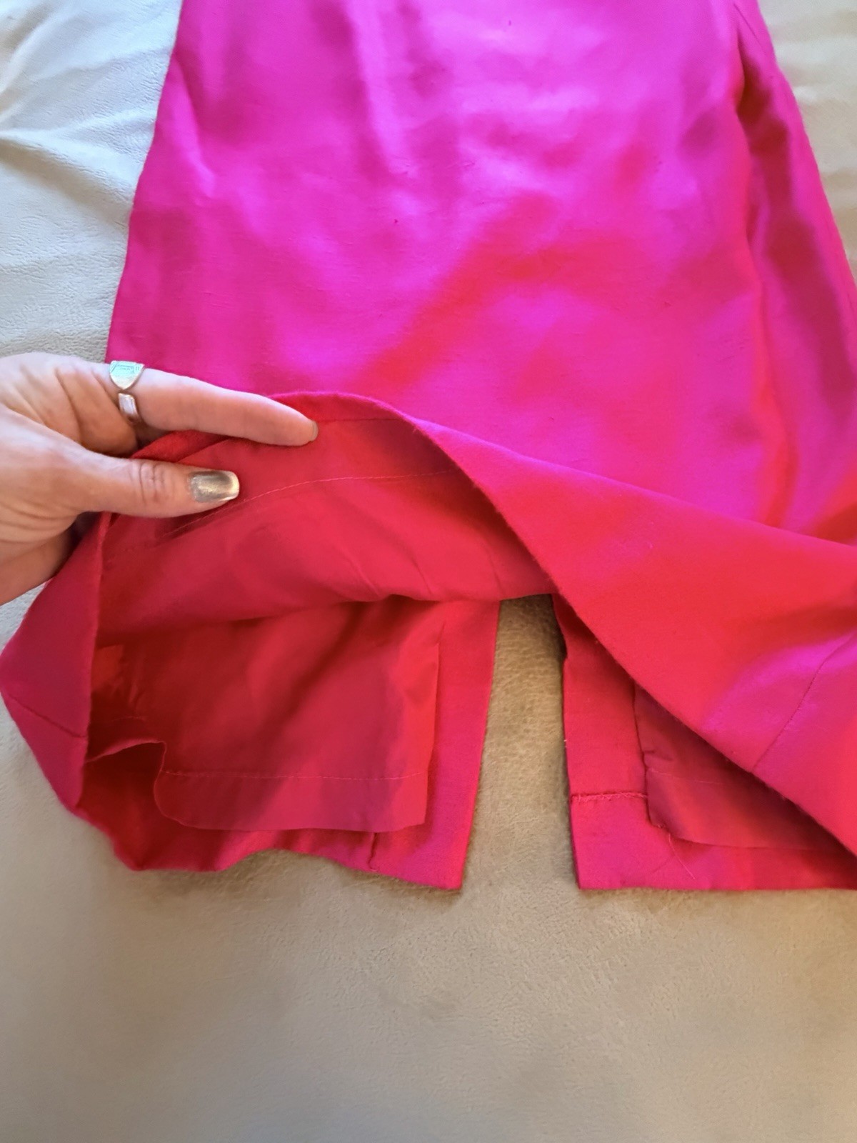 Vintage 80s 2-Piece Watters & Watters SZ 12 Hot Pink Jacket Skirt Suit
