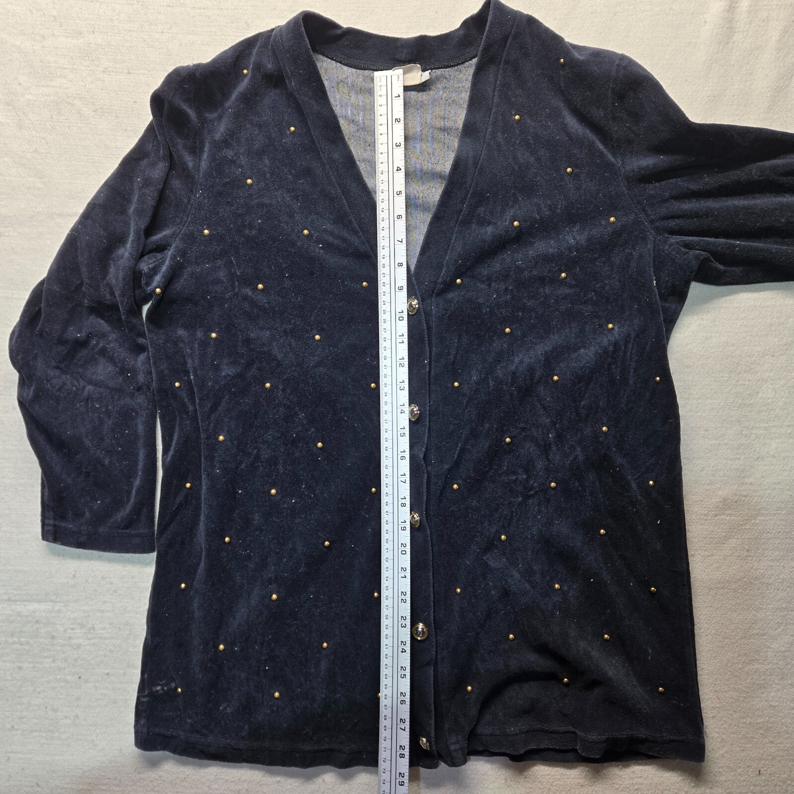 Fashion Formulas Black Gold Beaded Button Up Sweater Adult Women’s Size XL