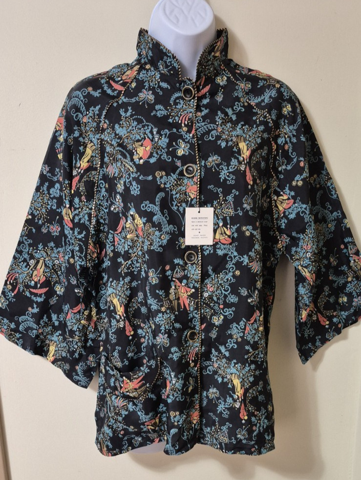 Vintage 2 piece Rayon Mara Kobb Mandarin Collar Blouse , Pants New