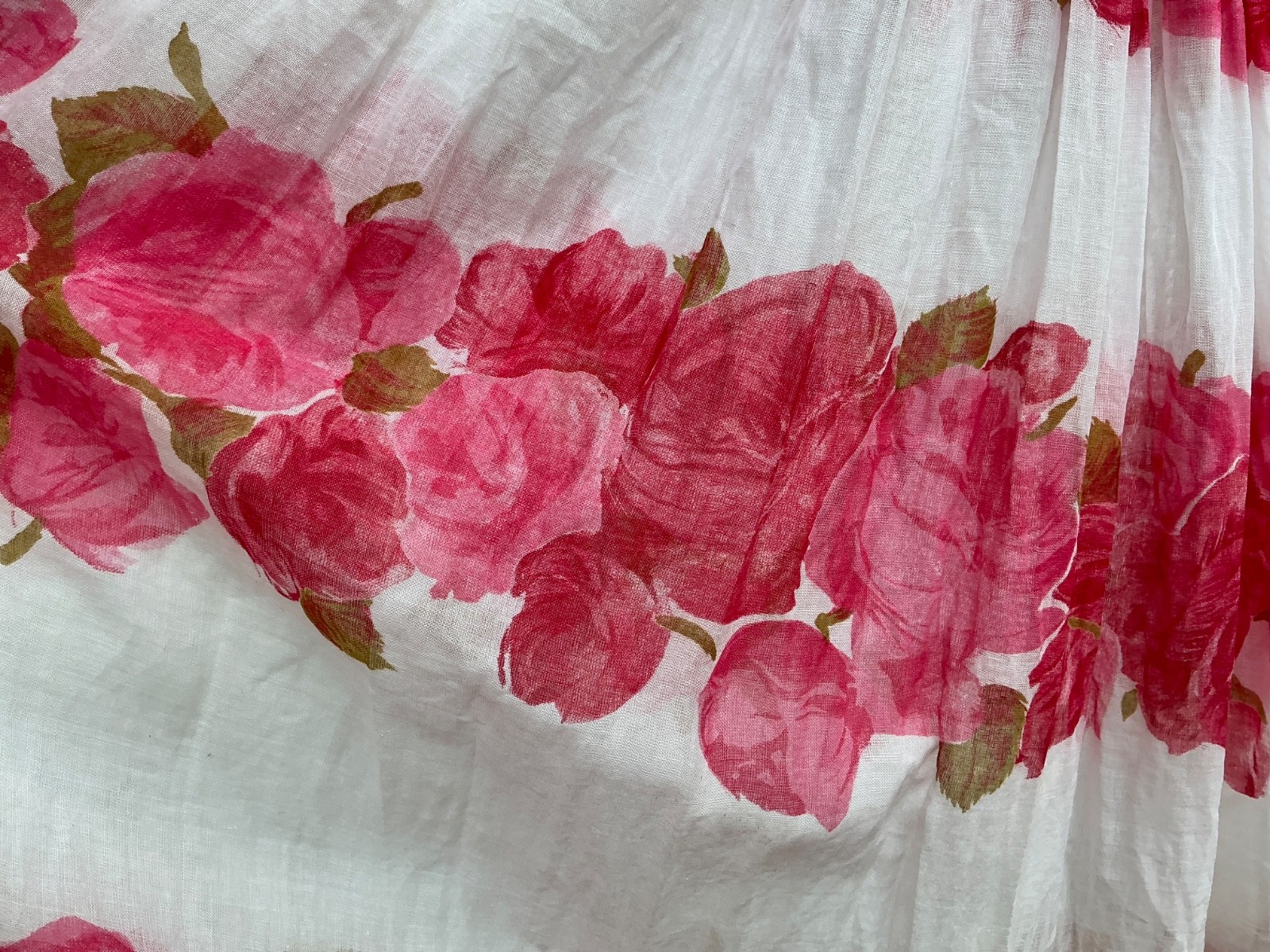 1950s Sleeveless Pink Rose Print Flowy Summer Cotton Vintage Dress Saba Juniors