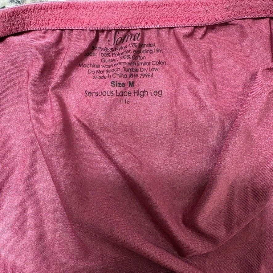 Vintage Soma Sensuous Lace High Leg Bikini Panty Mauve Pink Size M RN 79984