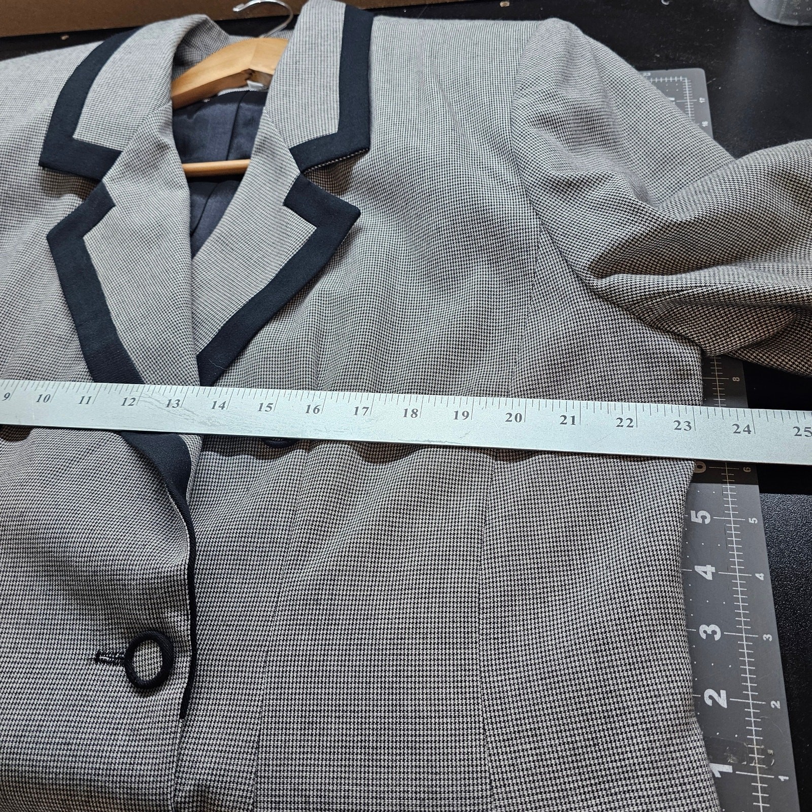Vintage Blazer Womens Size 2X Black 90s Houndstooth Preppy Whimsygoth Academia