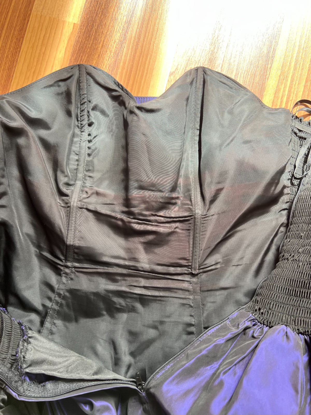 1980s Taffeta Prom Party Dress Bow Back Ruched Cocktail Strapless Gown EU 36
