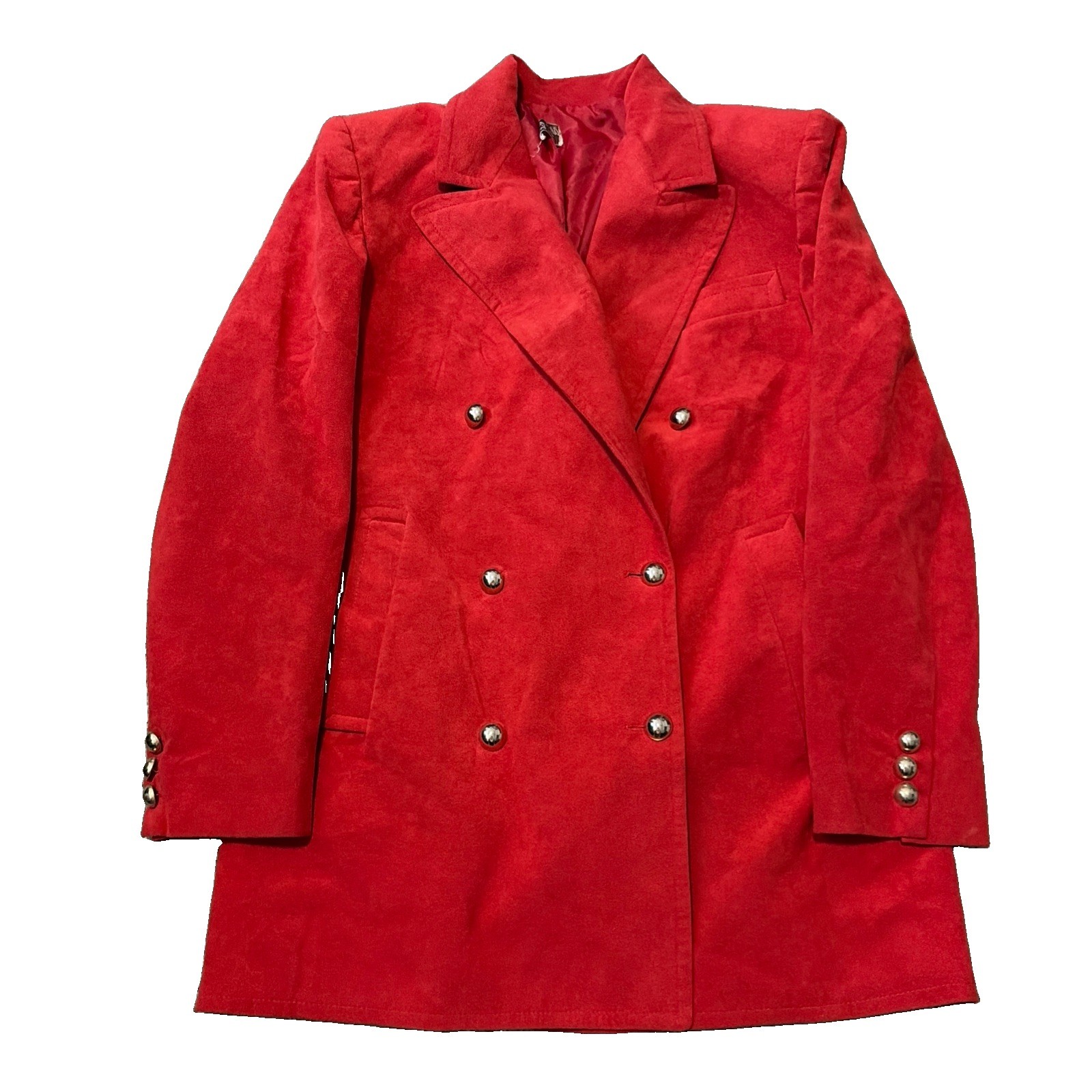 Vintage Adolph Schuman For Lilli Ann Red Suede Blazer Style Button Front Jacket