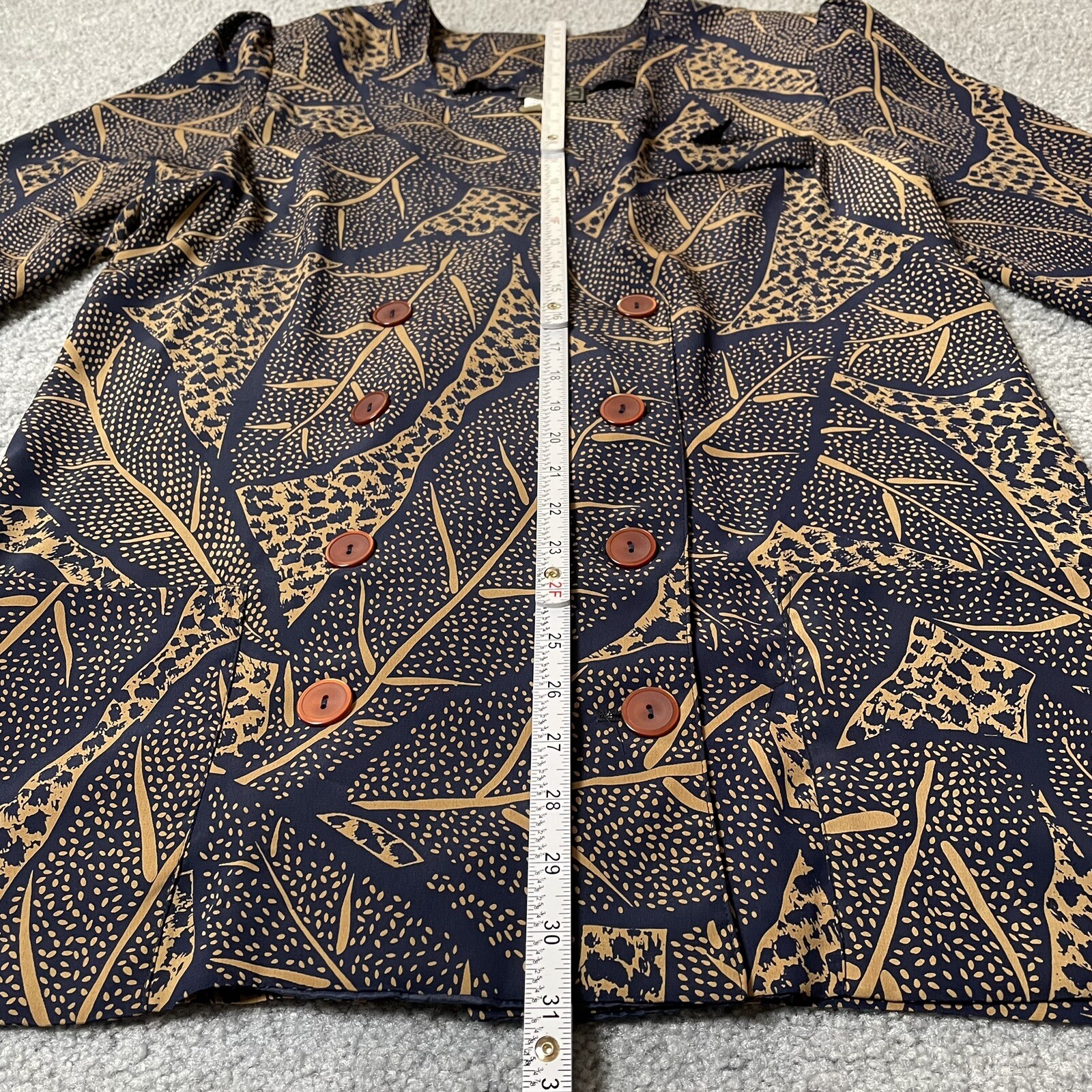 Lori Max USA Blazer Jacket Womens 14 Beige Black Double Breasted Buttons Career