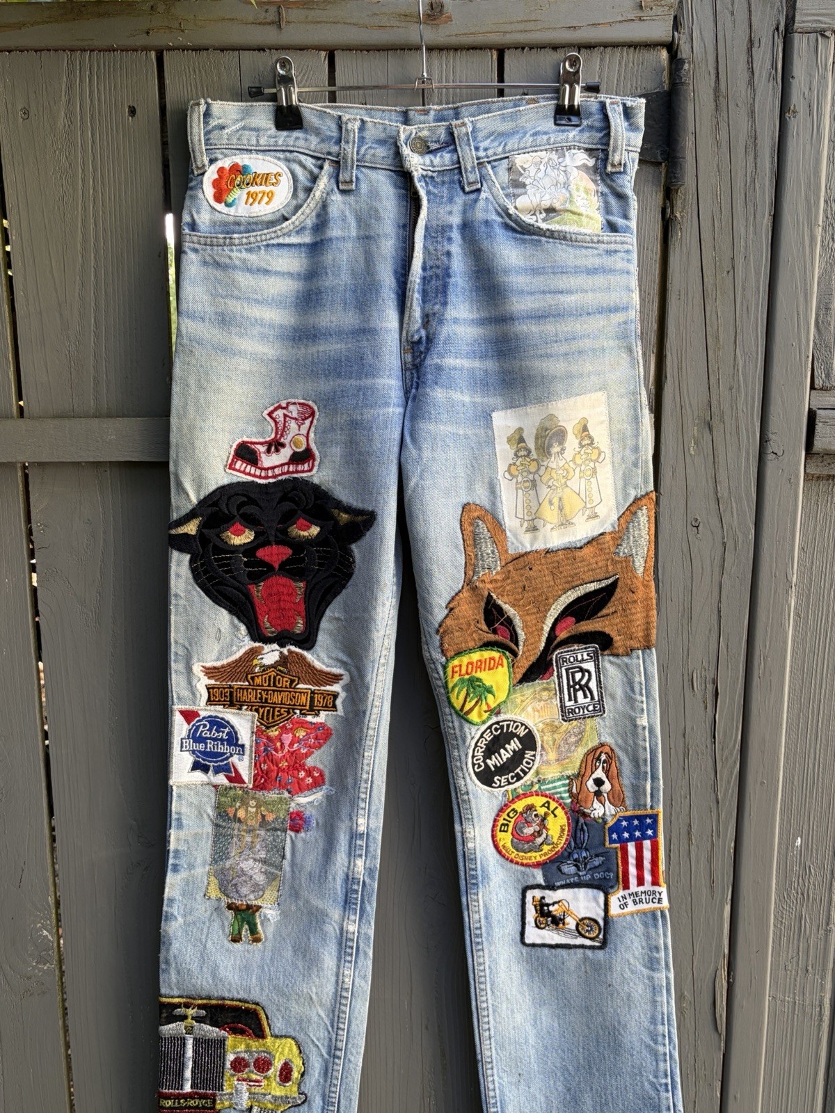 Vintage 1970s Levi Patchwork Denim Bohemian Hippie Jeans Glam Rocker 30×34