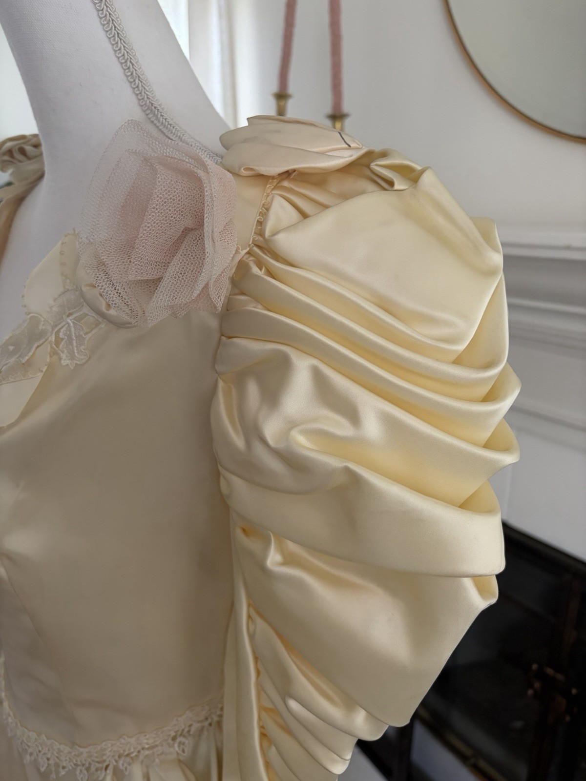 Vintage Susan Lanes Country Elegance Satin Prairie Wedding Dress Sz 10 Cream NWT