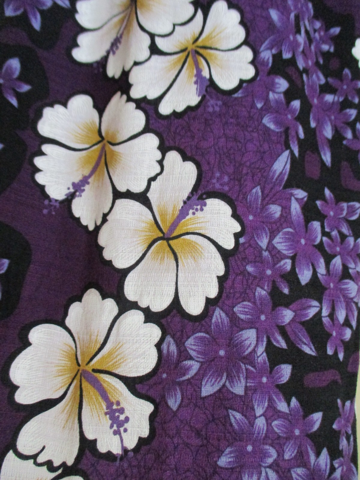 Vintage Hilo Hattie Hawaiian Maxi Dress Purple Hibiscus Floral Barkcloth S Women