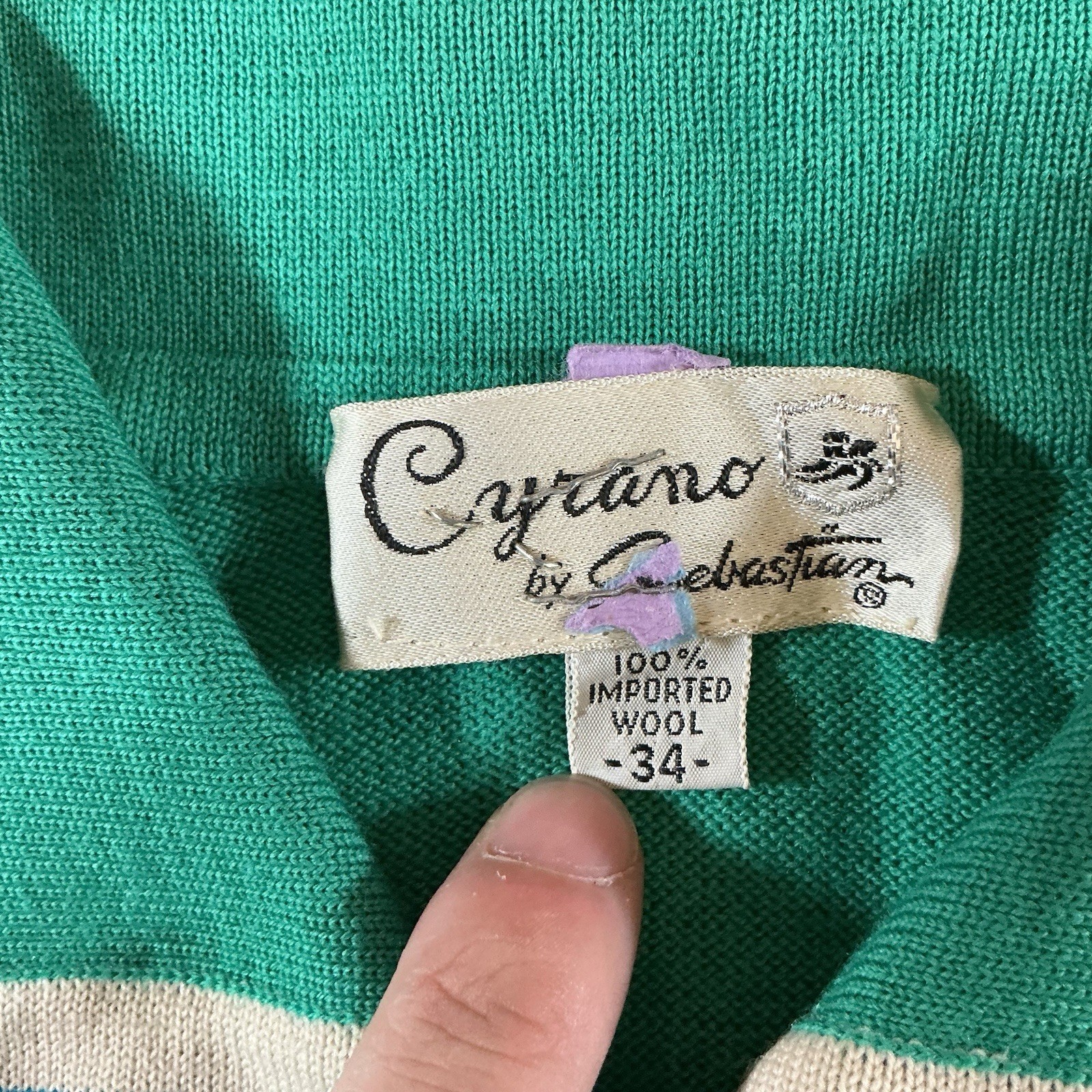 VTG Cyrano by Sebastian Wool 2-PC Set Green Sweater Skirt Women’s Size S #81013