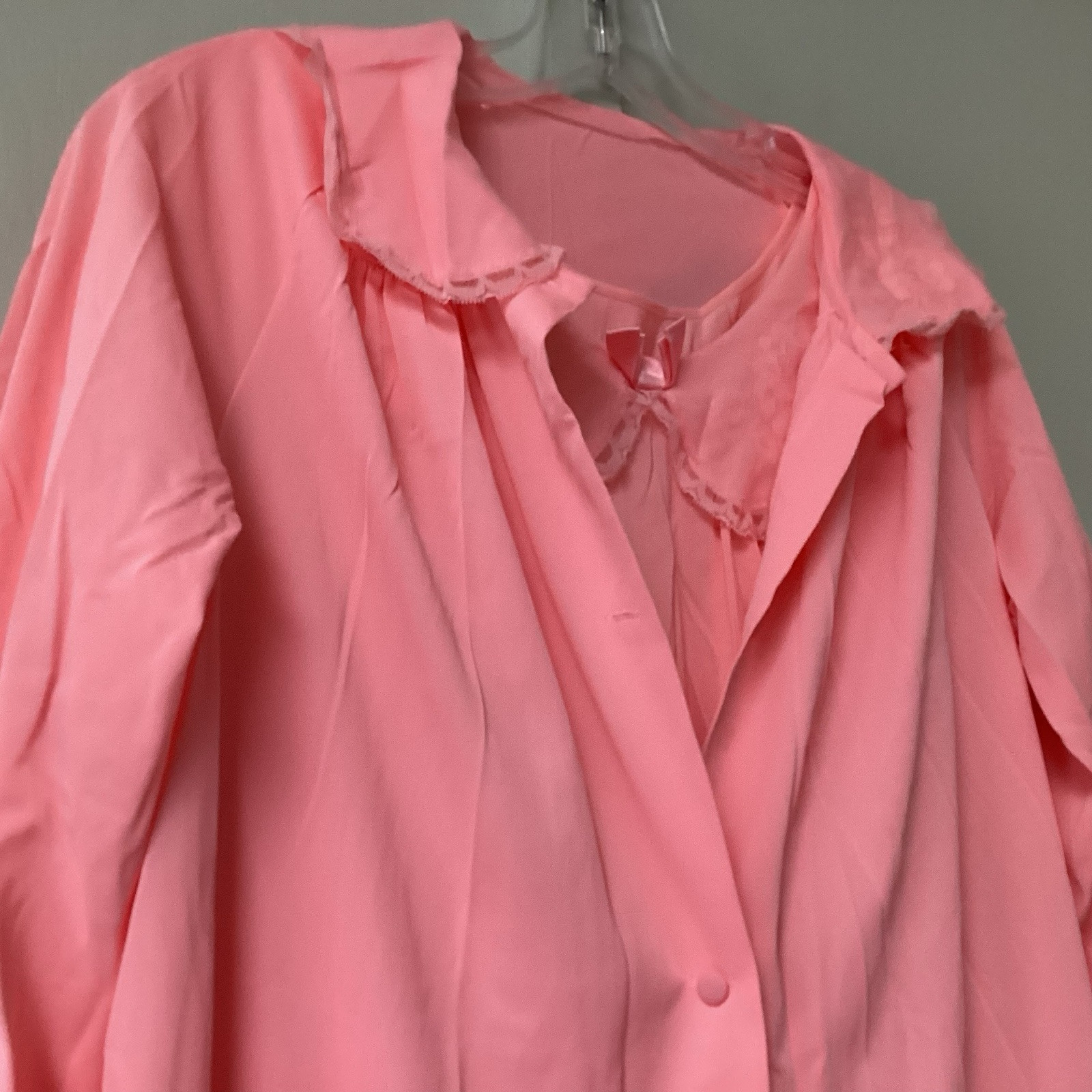 VTG Shadow Lane 2 Piece Size Small Night Gown & Robe Coral Lace Silky Flowers