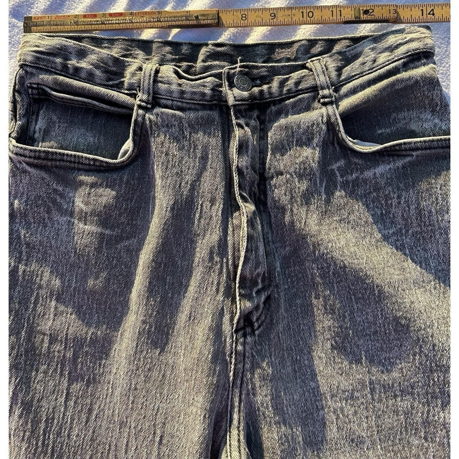 Wms Vtg 80s High Waist 26″ Acid Wash Gray Tapered Button Ankle Jeans PS Gitano