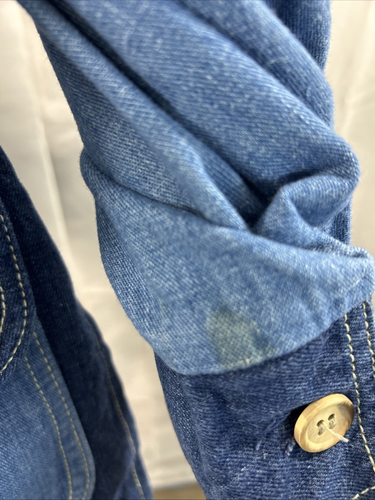 Vintage 1970s-90s Color Block Denim Farah boho Shirt Read M/L
