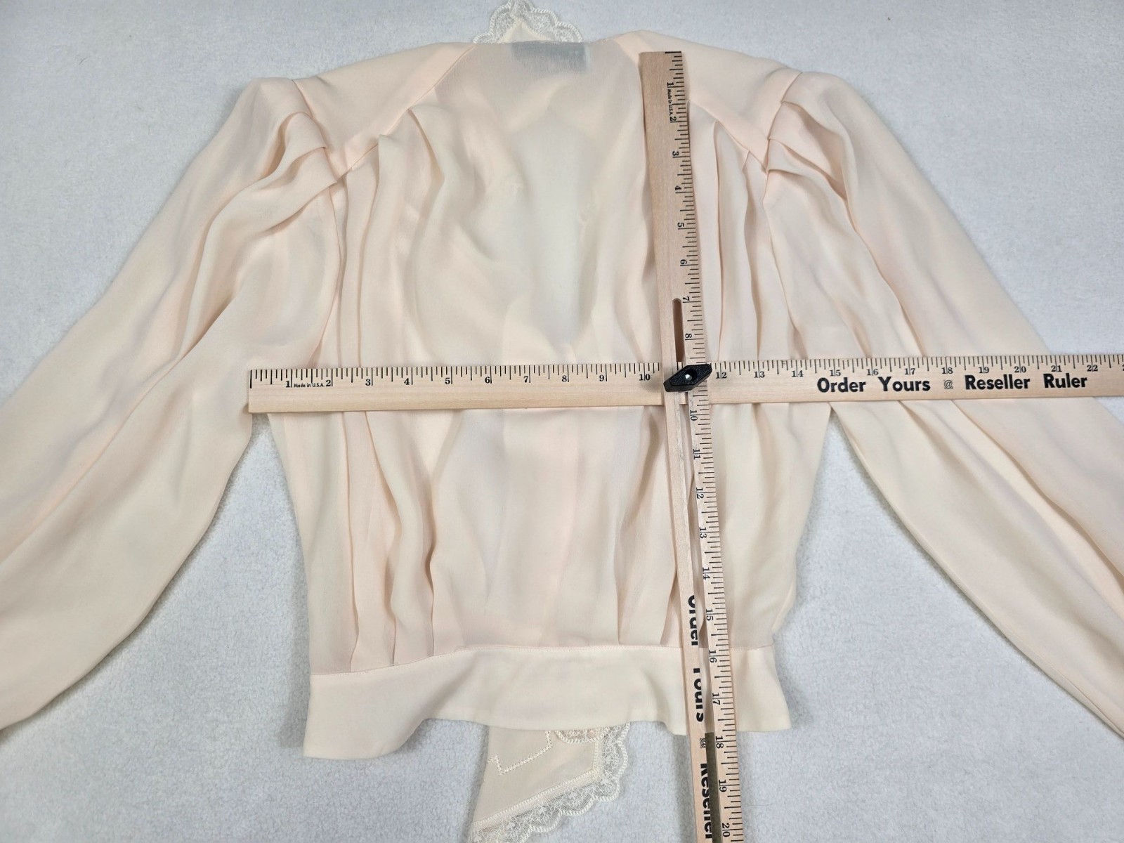 Vintage Nancy Johnson For Prisma 5/6 Small Beige Lace-Trimmed Blouse Feminine