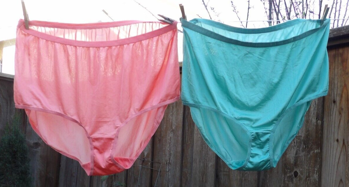 lot of 2 PINK TURQUOISE COMFORT CHOICE BIGGIE silky nylon briefs panties sz 12