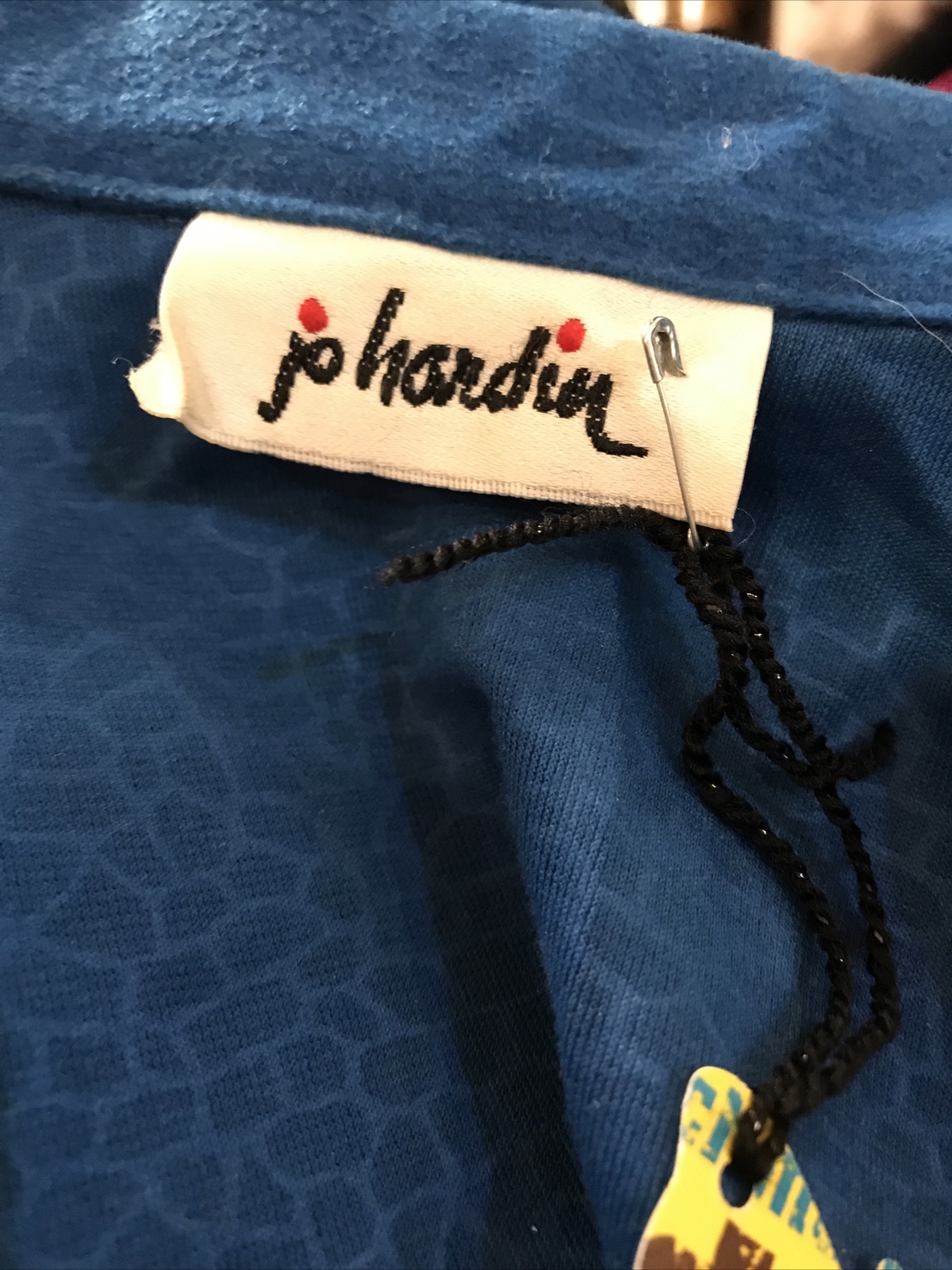 VTG 80s JO HARDIN Skirt Blazer Jacket Blue Faux Suede / Faux Leather Size Large
