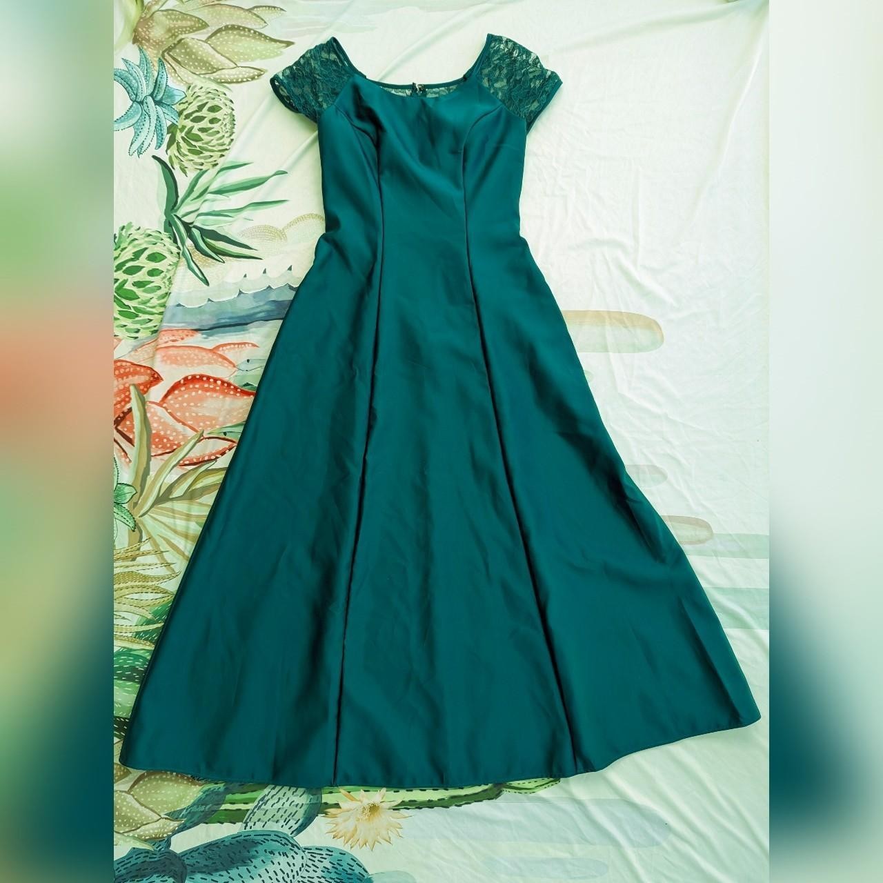 Vintage 80’s Alfred Angelo For JCPenney Emerald Green Satin Gown