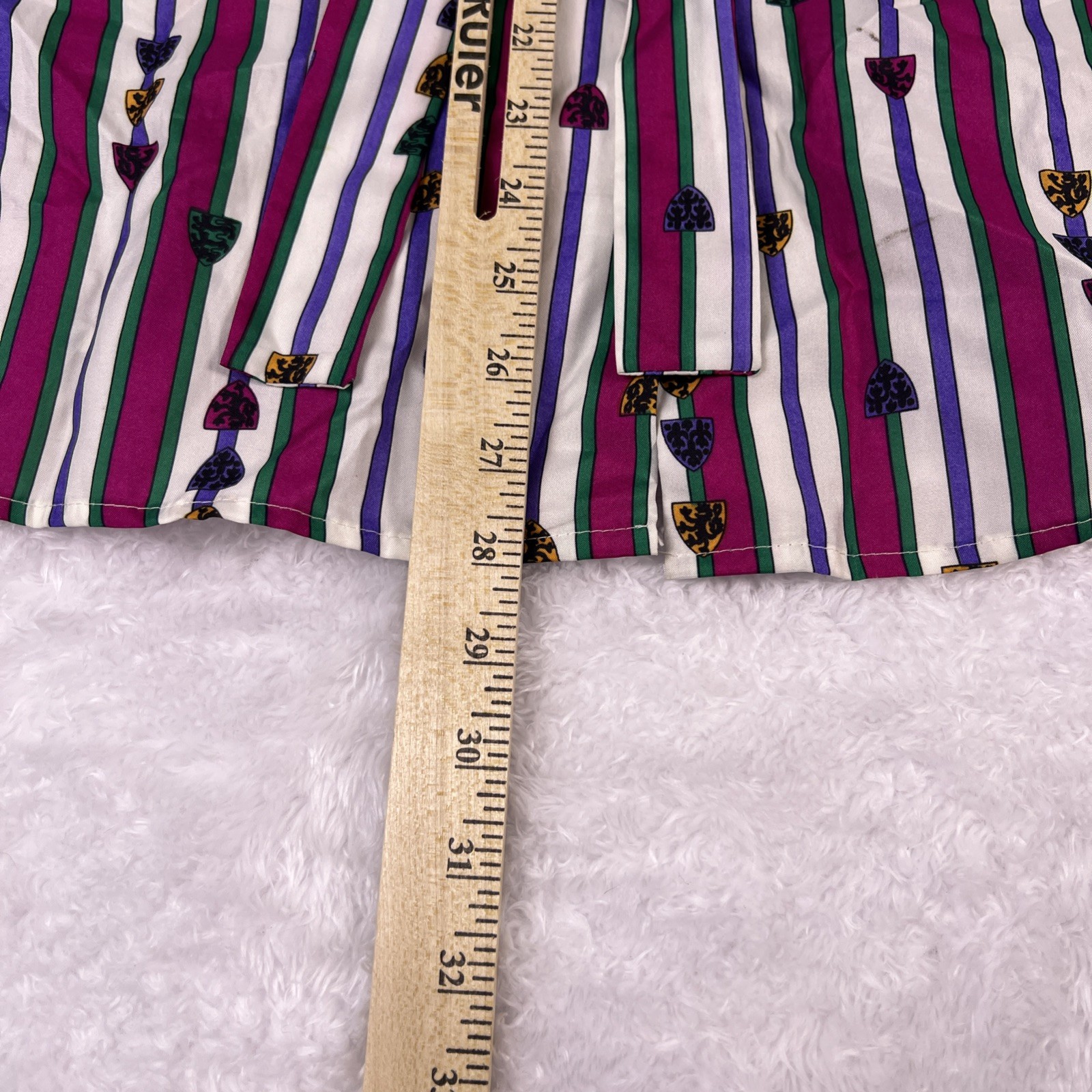 Vintage 70s/80s Alley Cat II Multicolor Blouse Shirt Necktie Size 44 USA Made