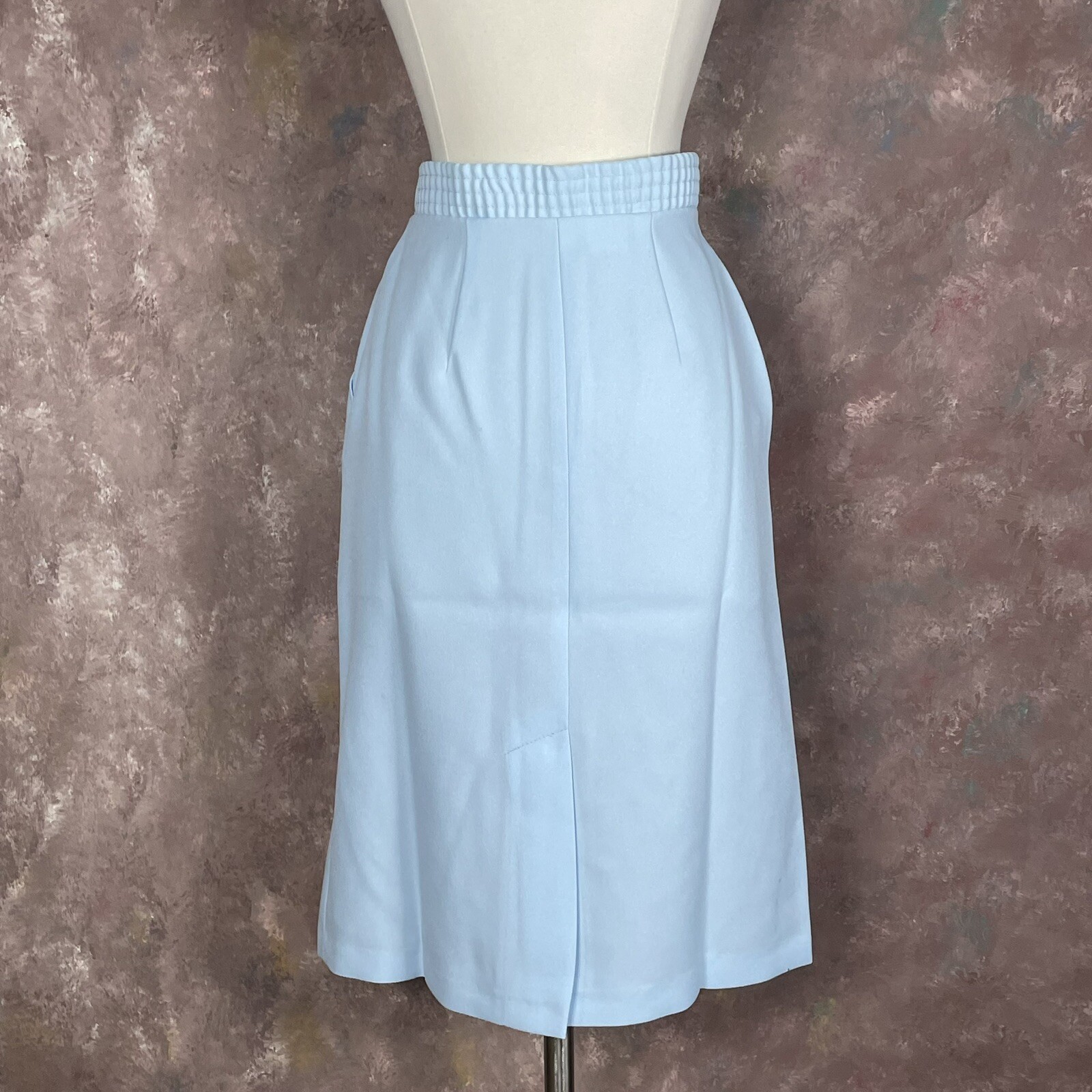 Light Blue 25″ Long Skirt Vintage 1970s Sears The Fashion Place 6P 26″ waist XS