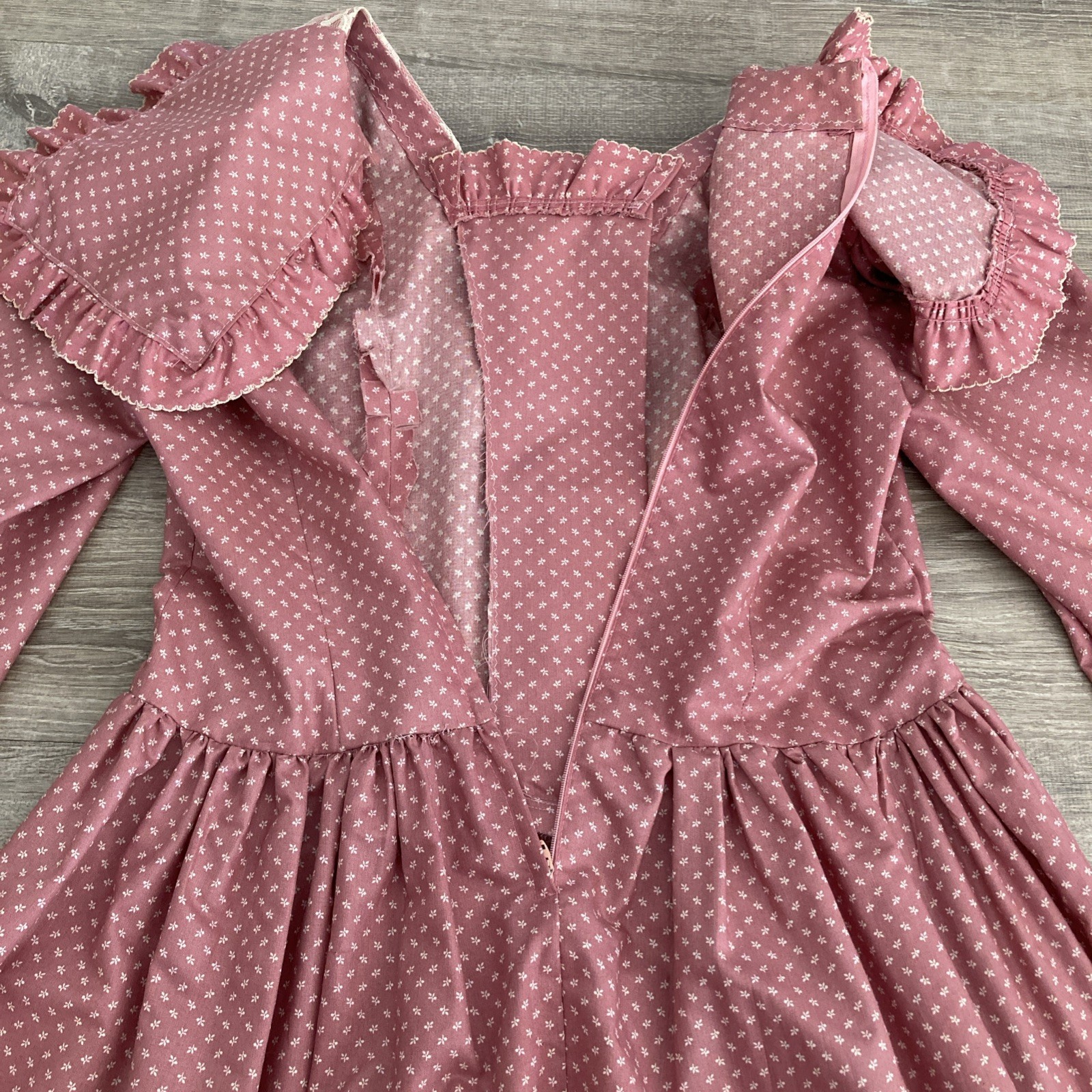 Vintage Hand Made For My Special Little Girl Prairie Dress Sz M Pink Floral Midi