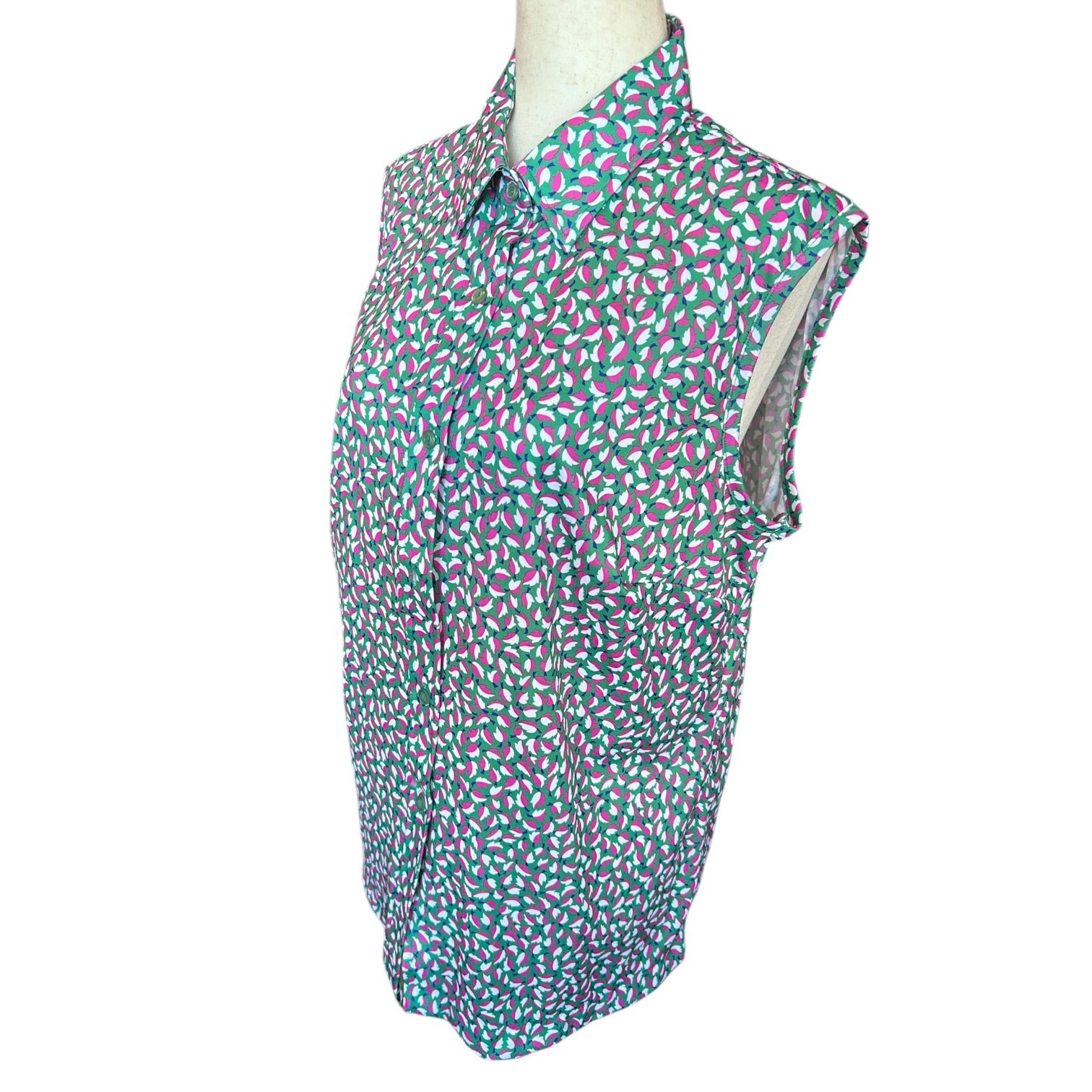 Vintage 1960s ’70s Sears 'The Shirt’ Pop Art Fall Leaves Sleeveless Blouse L/XL