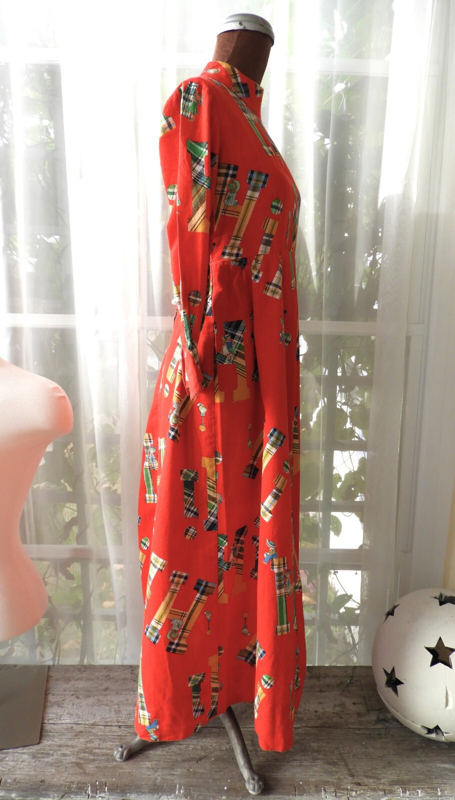 Vtg 1970’s Red Holly Hobby Pioneer Girl Praire Misses Dress sz XS