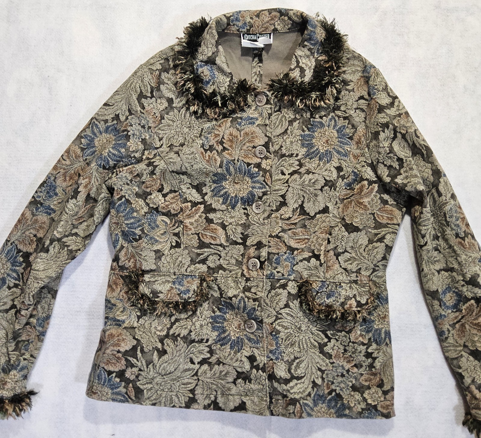 Cottagecore Jacket L Tapestry Floral Bell Sleeve Fairy Whimsy Y2K Country Vtg