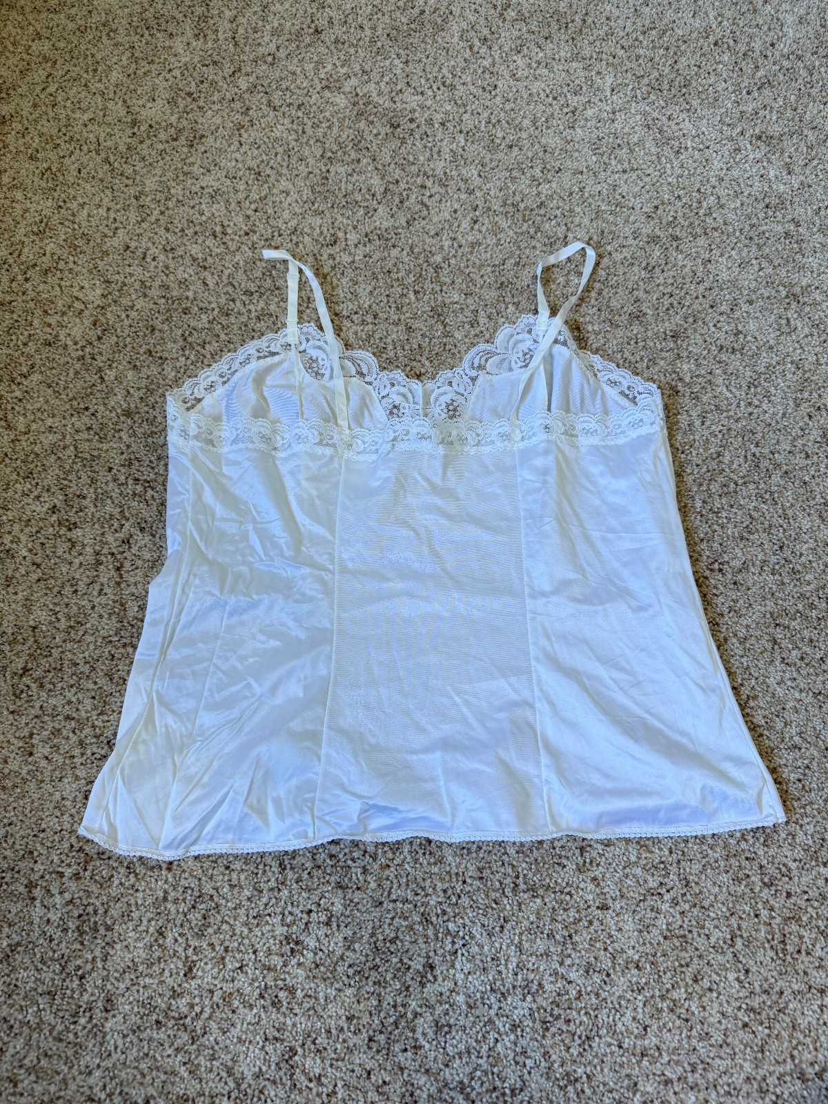 Vintage Body Chic White Fairy Coquette Lace Cami Tank Top Lingerie Size X Cute