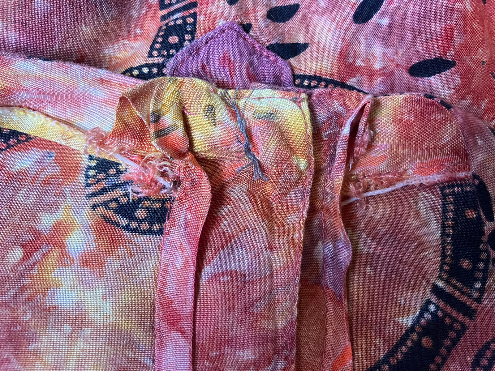Vintage 70s Lady Cactus Batik Print Tie Dye Caftan/Maxi Dress Boho Festival L/XL