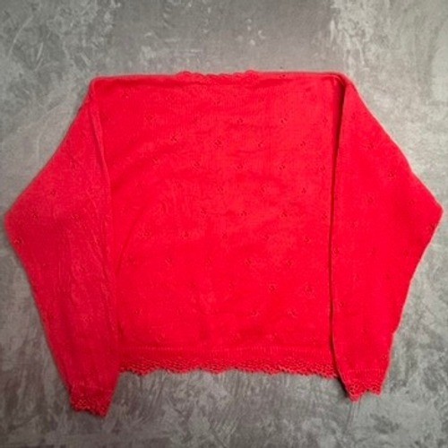 Susan Bristol Cardigan Sweater Womens L Red Hand Embroidered Floral Vintage 90s