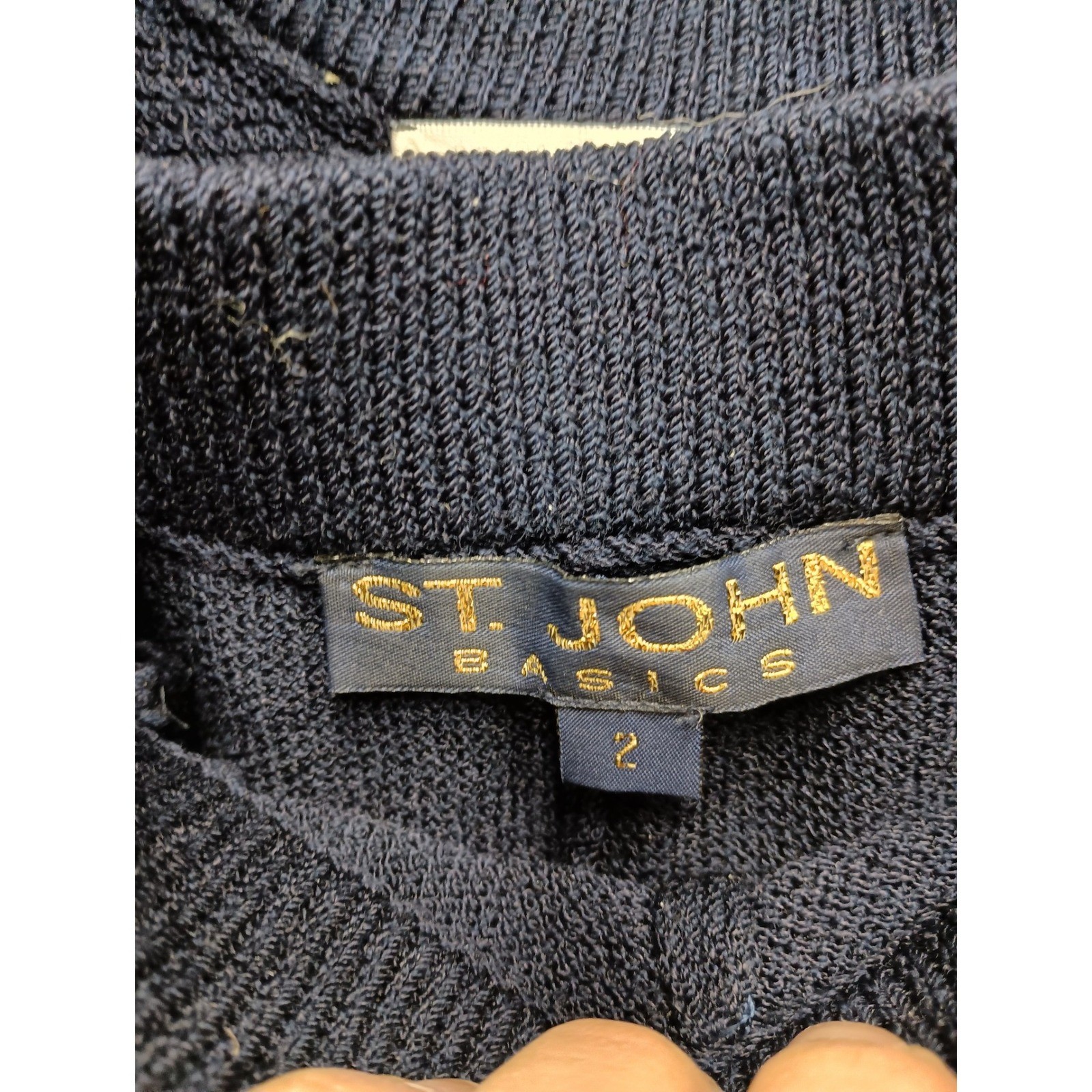 St. John Basics Knit Pant Set Womens 2 Blue Studded Sleeveless Vintage Luxury