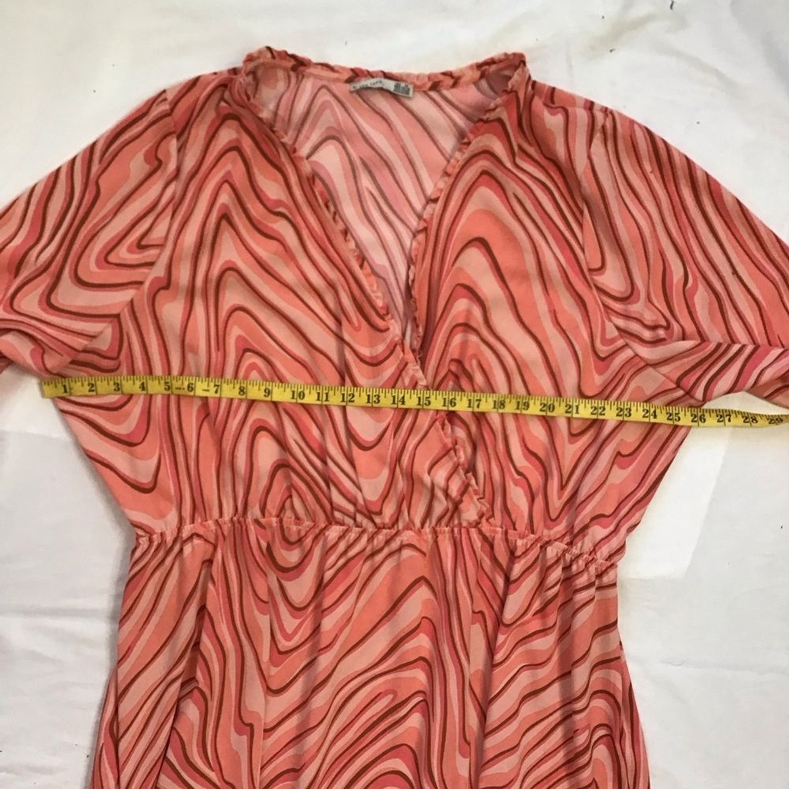 Black Tape Women Pink Multicolored V-Neck Bishop Sleeve Ruffle Event Sundress 3X