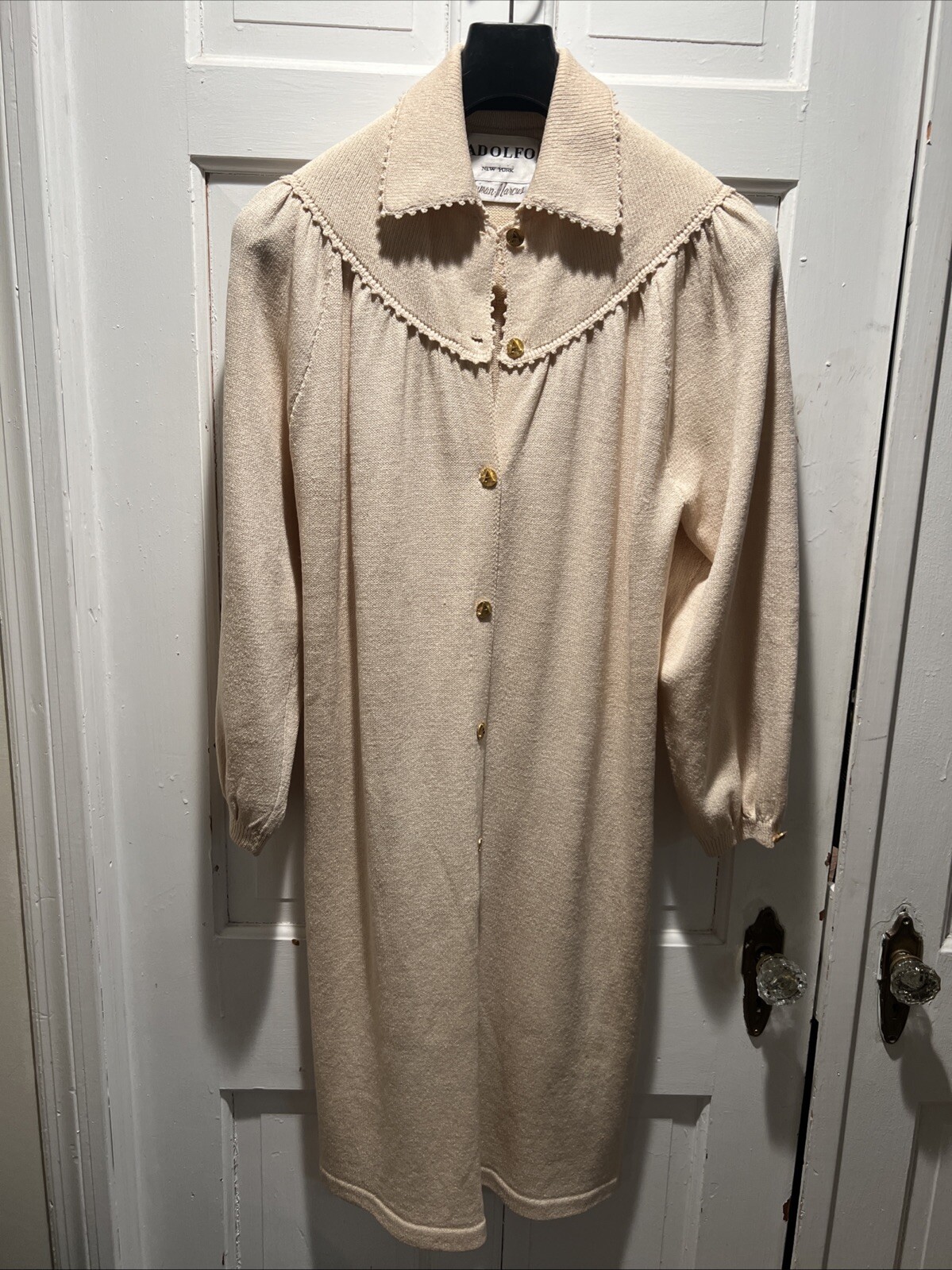 Vintage 1970’s Adolfo Winter White Santana Knit Dress S-M