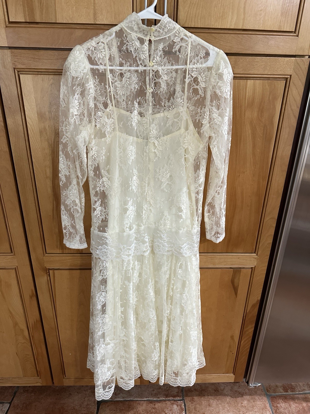 Vintage 80s x 1920s S Scott McClintock Ivory Drop Waist Edwardian Lace Dress