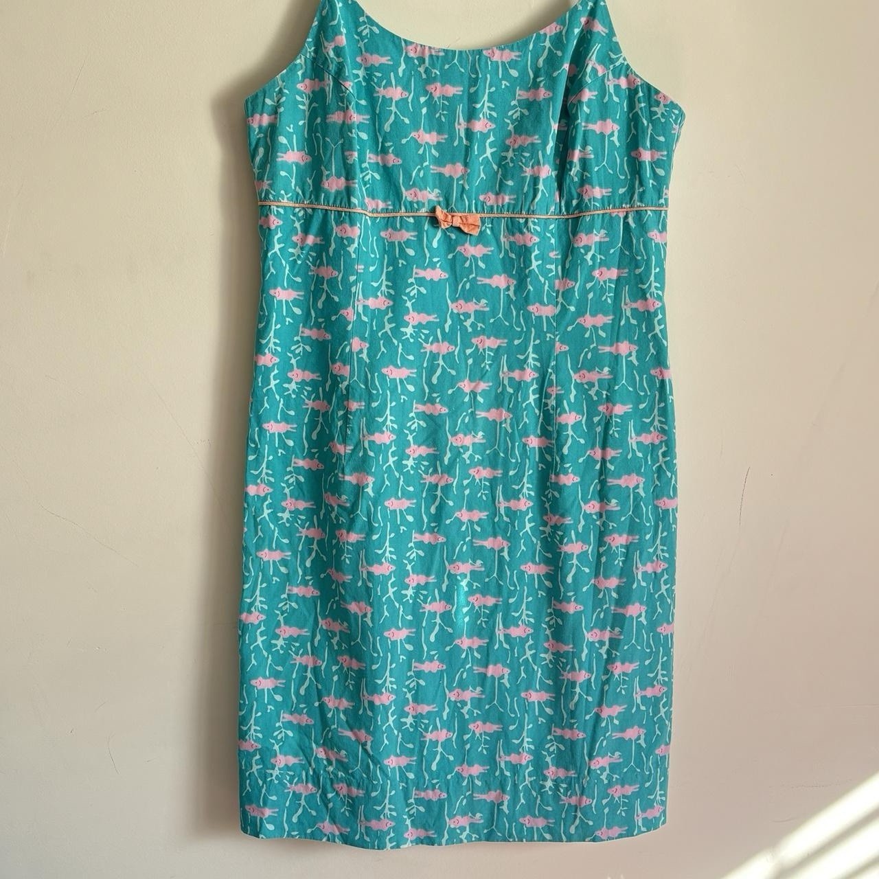 Lilly Pulitzer Sz 6 White Label Print Blue Shift Dress Preppy Go Fish