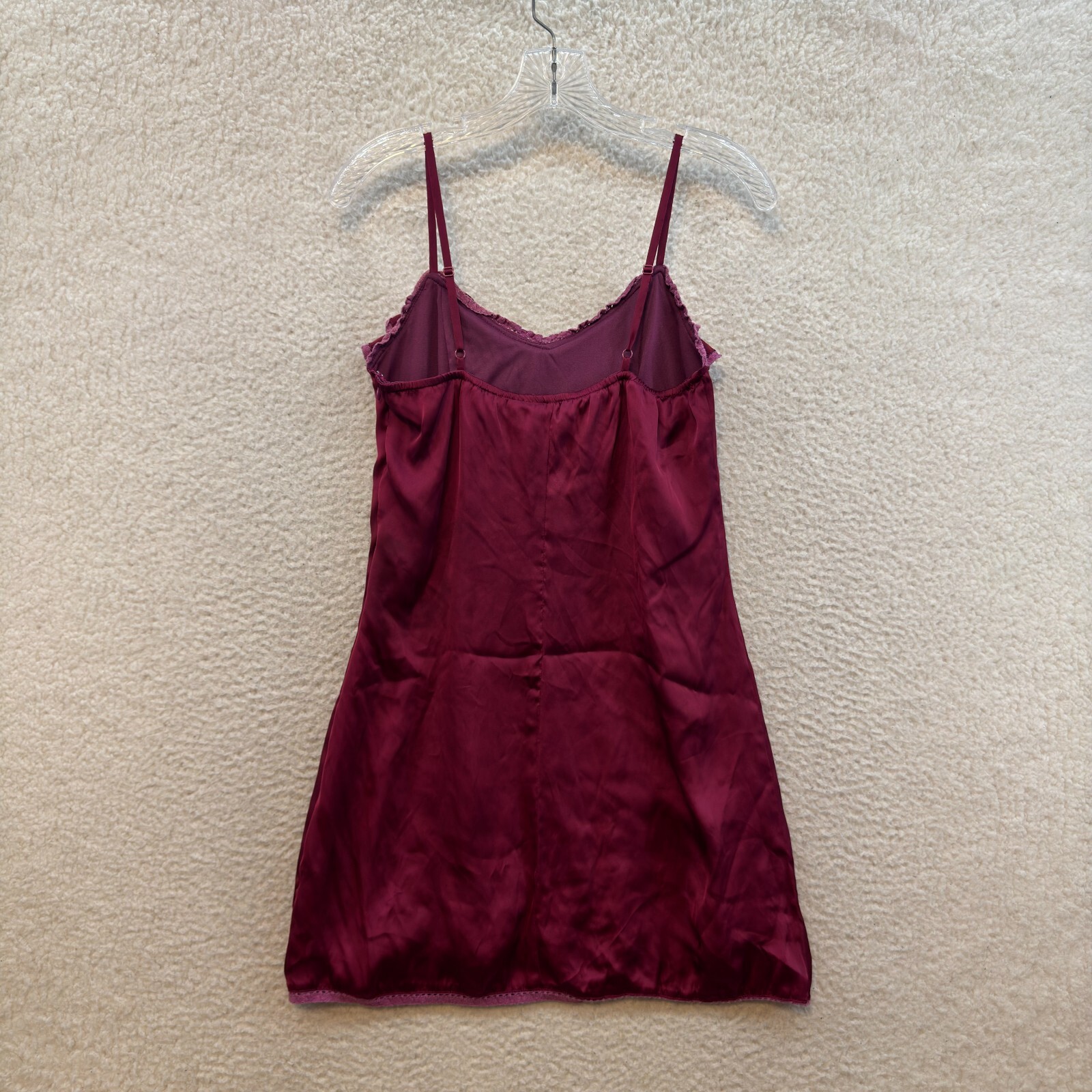 Y2K Vintage Slip Dress Small Wine Burgundy Maroon Red Satin Edwardian Victorian