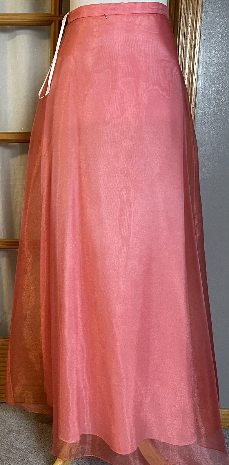 Blonde Nites Junior’s Formal Full Skirt Sz 5 Peach Taffeta Sheer Lined USA Made