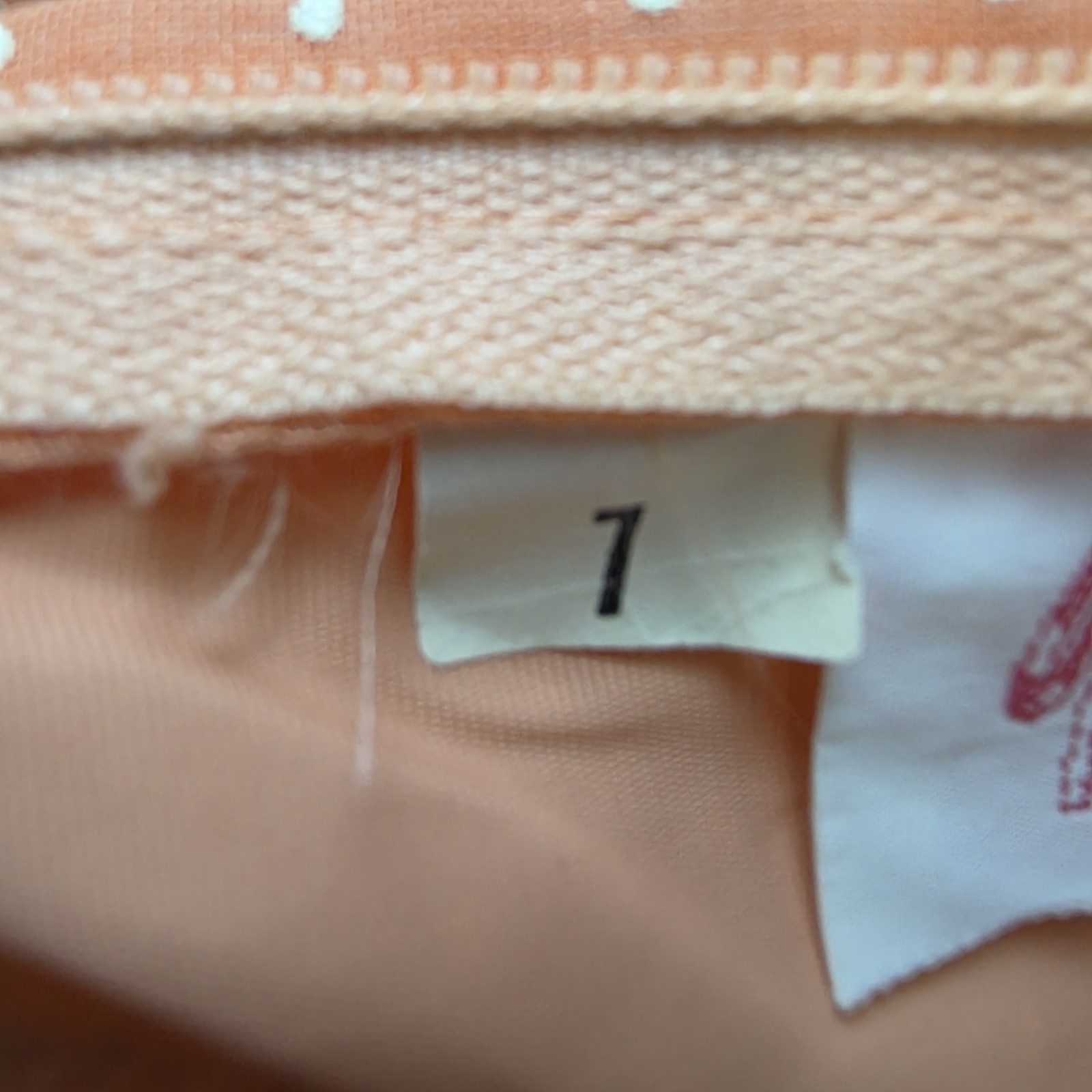 Nadine VTG 1970s Peach Polka Dot Lace Maxi Dress 7 Bell Sleeve Empire Waist
