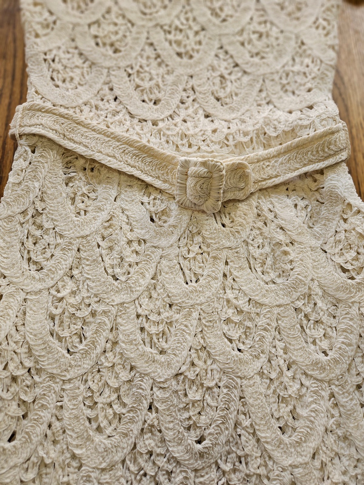 Vtg Glengyle Cream Sheath Crochet Lace Dress Scallop Pattern Small Petite?
