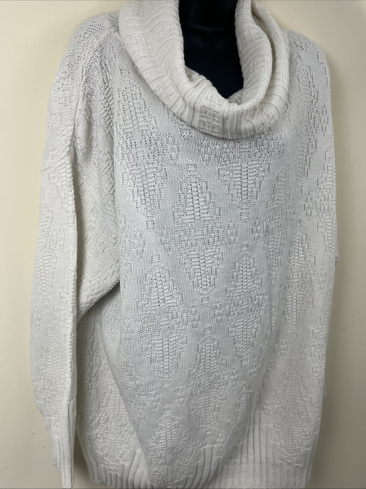 Beldoch Popper Women’s White Knit Cowl Neck Sweater Long Sleeve Sz XL
